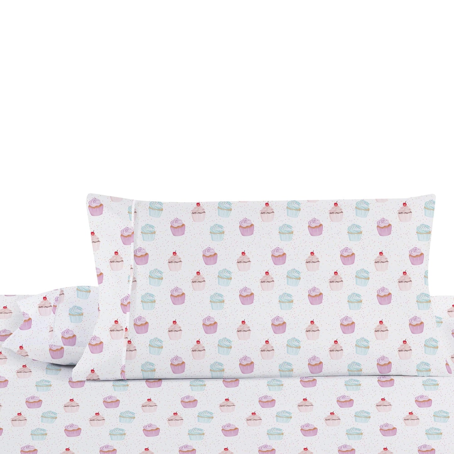 Softan Kids Bed Sheet Set, 3-Piece Twin Sheets Set, Microfiber Fitted Sheet with 15 Inches Deep Pocket and Corner Straps, Breathable & Silky Soft Ice Cream Cake Pattern Sheet and Pillowcase Sets