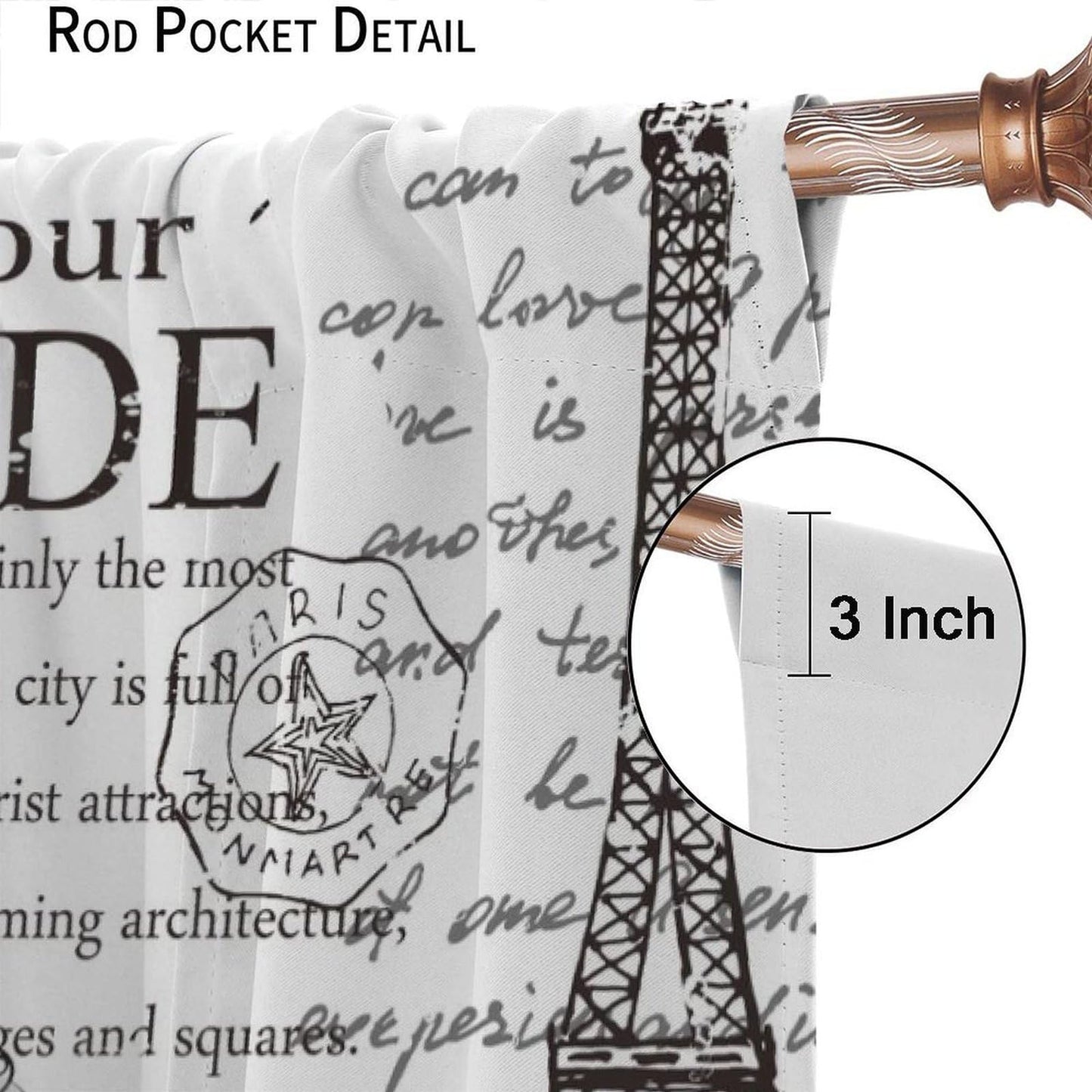 Fashion Curtains Eiffel Tower Black Skirt High Heels Pattern for Girls Woman Bedroom Print Decor Rod Pocket Window Drapes for Bedroom Living Room 42x45in