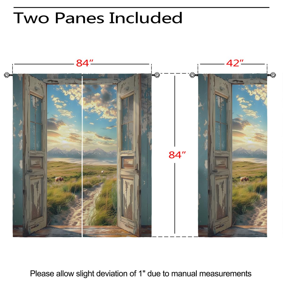 Landscape Blackout Curtains for Girls Boys Home Decor, Cow Sunset Grassland Mountain Natural Scenery Grommet Thermal Insulated Drapes Darkening Window Curtain for Bedroom Living Room, 84 x 84 Inch