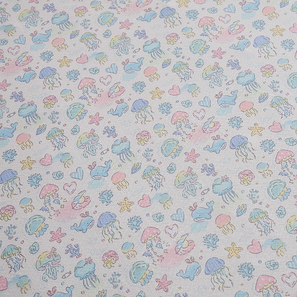 KWLOVER 2PC Soft Bed Fitted Sheet and Pillowcases Set,Cute Jellyfish Marine Organisms Theme Pattern Printed Bed Sheets for Kids Boys Girls Twin Size Bed (Ocean Blue, Twin)