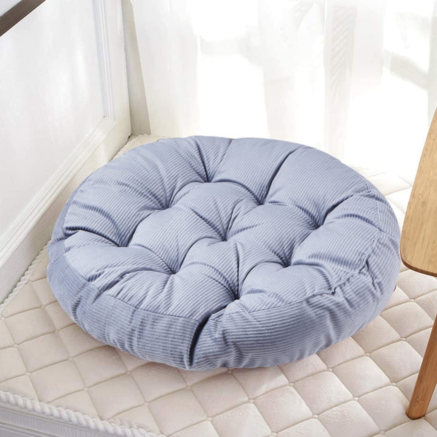 Big Hippo 22" Large Floor Pillow Cushion - Soft Corduroy Seating for Adults, High Rebound Meditation Support to Relieve Pressure on Hard Floors, Yoga & Reading Nook (Gray)