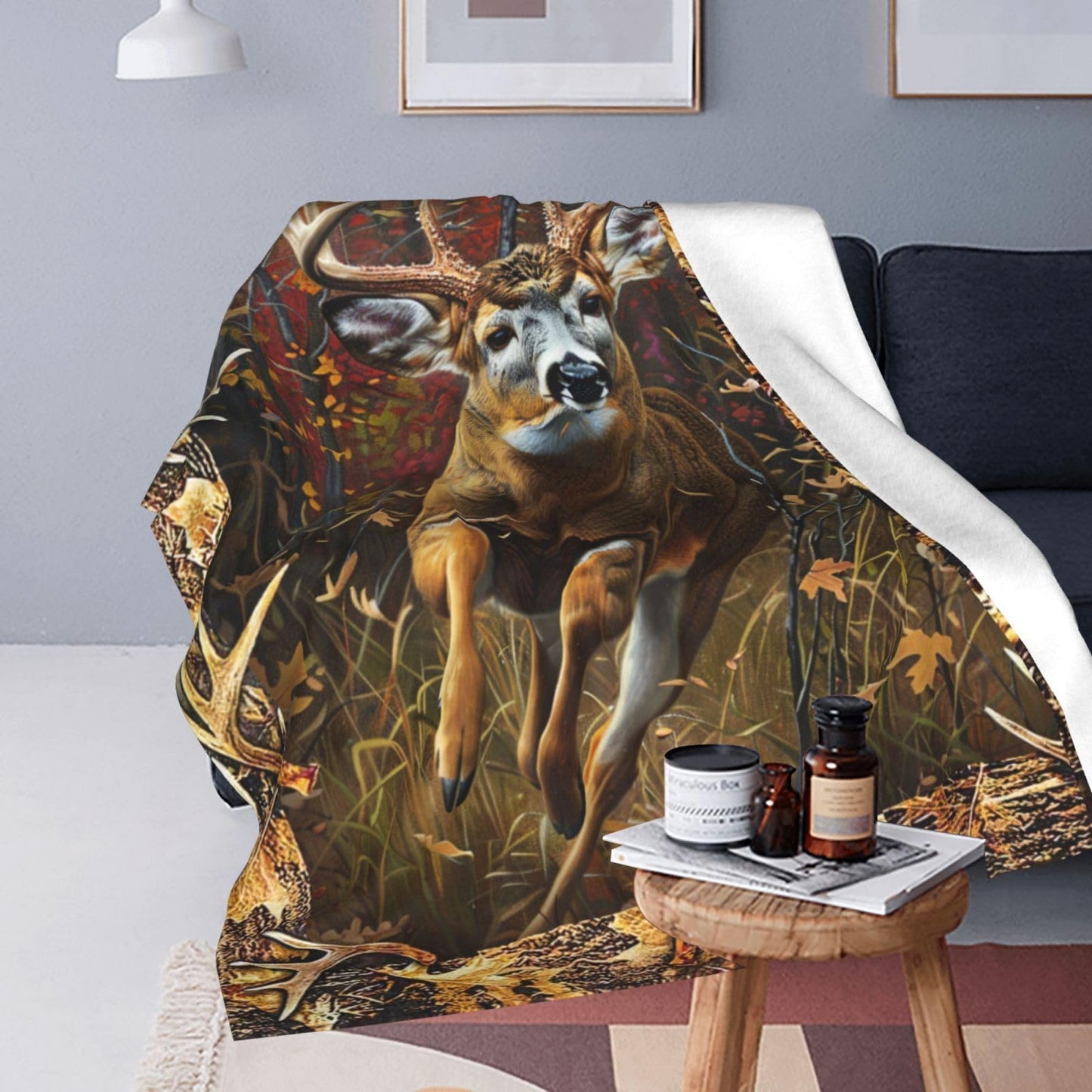 Deer Blanket Country elk Decor Throw Blanket Gifts for Girls Boys Deer Lover Winter Couch Bedding Super Warm Soft Plush Lightweight Fleece Flannel Bed Blanket for Kids Adults Men Women 50"X40"