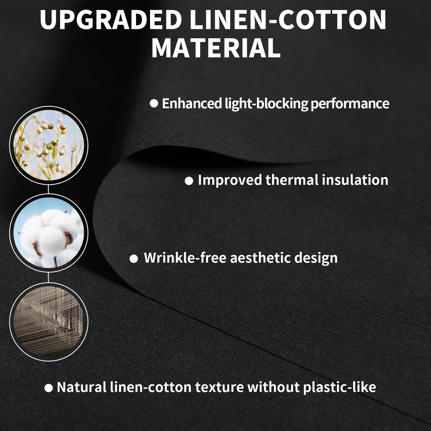 BKSAI Window Blackout Curtains Fabric Cotton-Linen Look for Travel RV Bedroom Black Out Window Cover no Drilling Portable Blackout Shades Night Shift Friendly Cuttable 57X39 inch