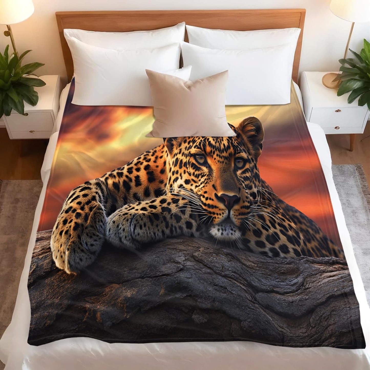 PAOABIU Cheetah Print Blankets, African Leopard Throw Blanket for Couch Bed Sofa, Animal Print Blankets and Throws - Super Soft Cozy Plush Flannel Blanket Gifts & Decor, 66x90