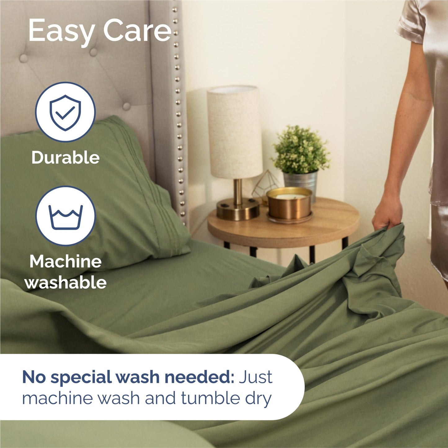 Split King Size 5 Piece Sheet Set - Comfy Breathable & Cooling Sheets - Hotel Luxury Bed Sheets for Women & Men - Deep Pockets, Easy-Fit, Soft & Wrinkle Free Sheets - Sage Green Oeko-Tex Bed Sheet Set
