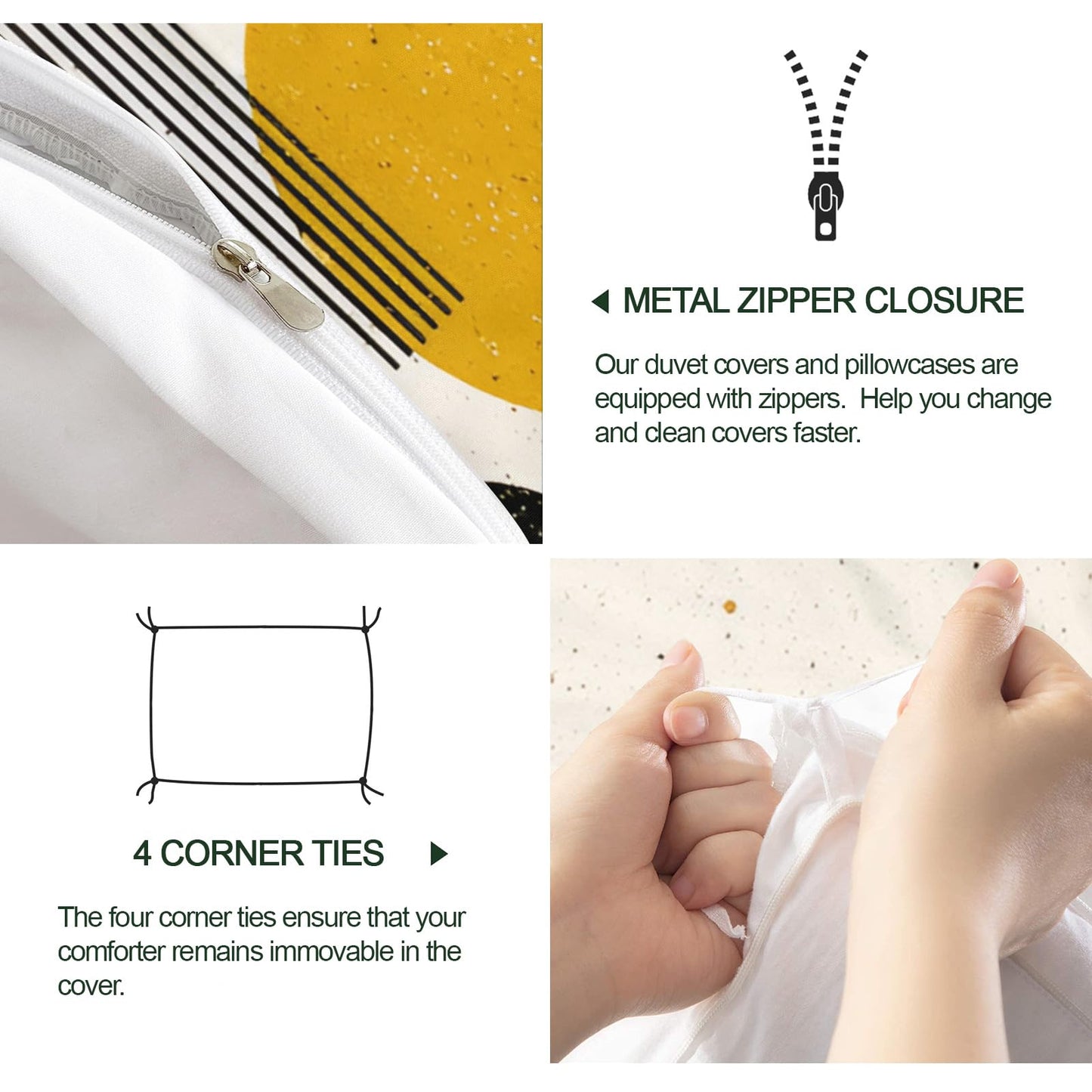 QINYUN Middle Ages Abstract Duvet Cover California King, Retro Beige Bedding Set 3 Piece Bedroom Decor Modern Minimalism Patterned Comforter Cover with Zipper Ties & 2 Pillowcases
