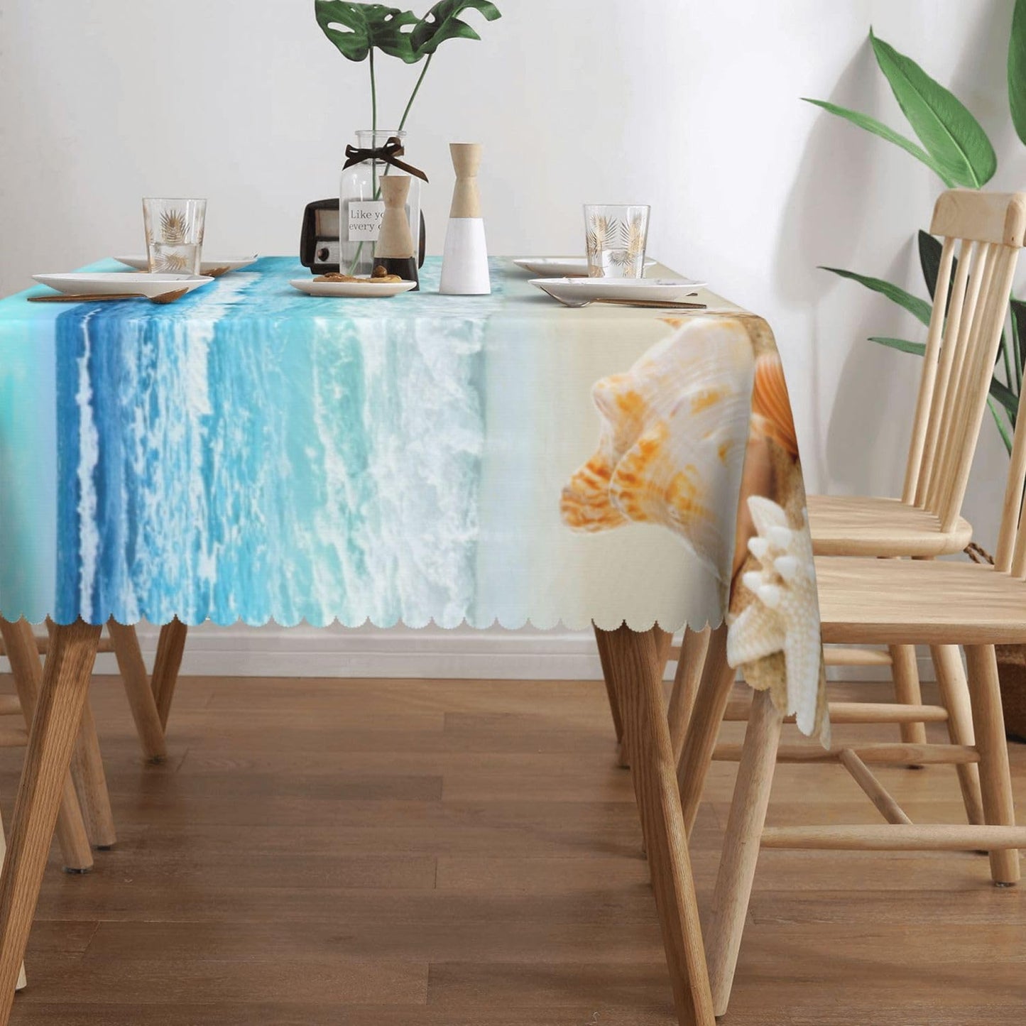 ZYPHORIEL Beach Theme Rectangle Tablecloths Summer Ocean Table Cloths Dacorative Kitchen Dining Tablecloth for Rectangular Tables,Washable Table Cover for Party 54 x 72 Inch