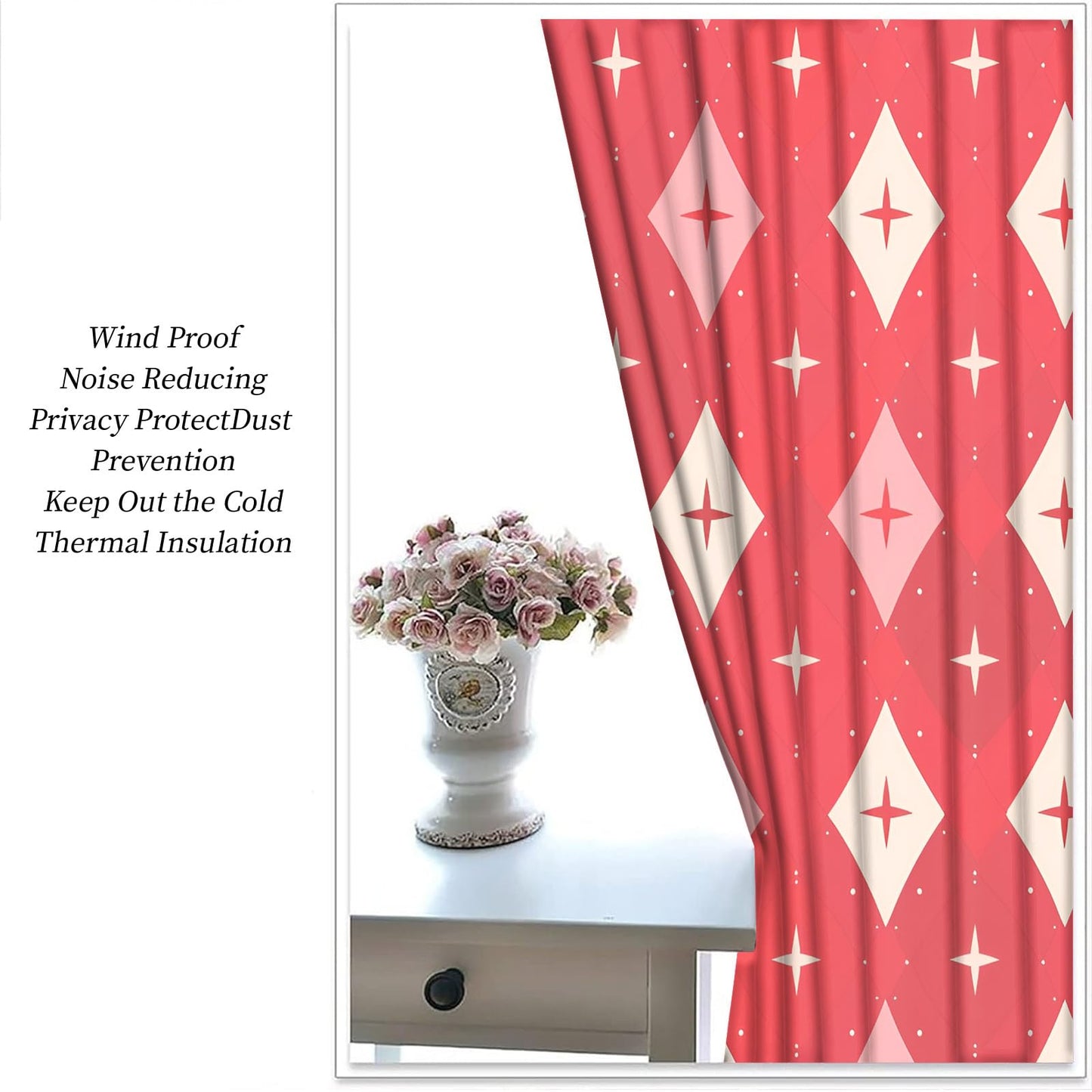 XAFIAUR Rhombus Geometry Blackout Curtains, Shining Stars Curtains for Living Room, Retro Art Black Out Bedroom Curtain Thermal Insulated Grommet Drapes 2 Panels, for Boys Room 31.5" W x 63" L x2