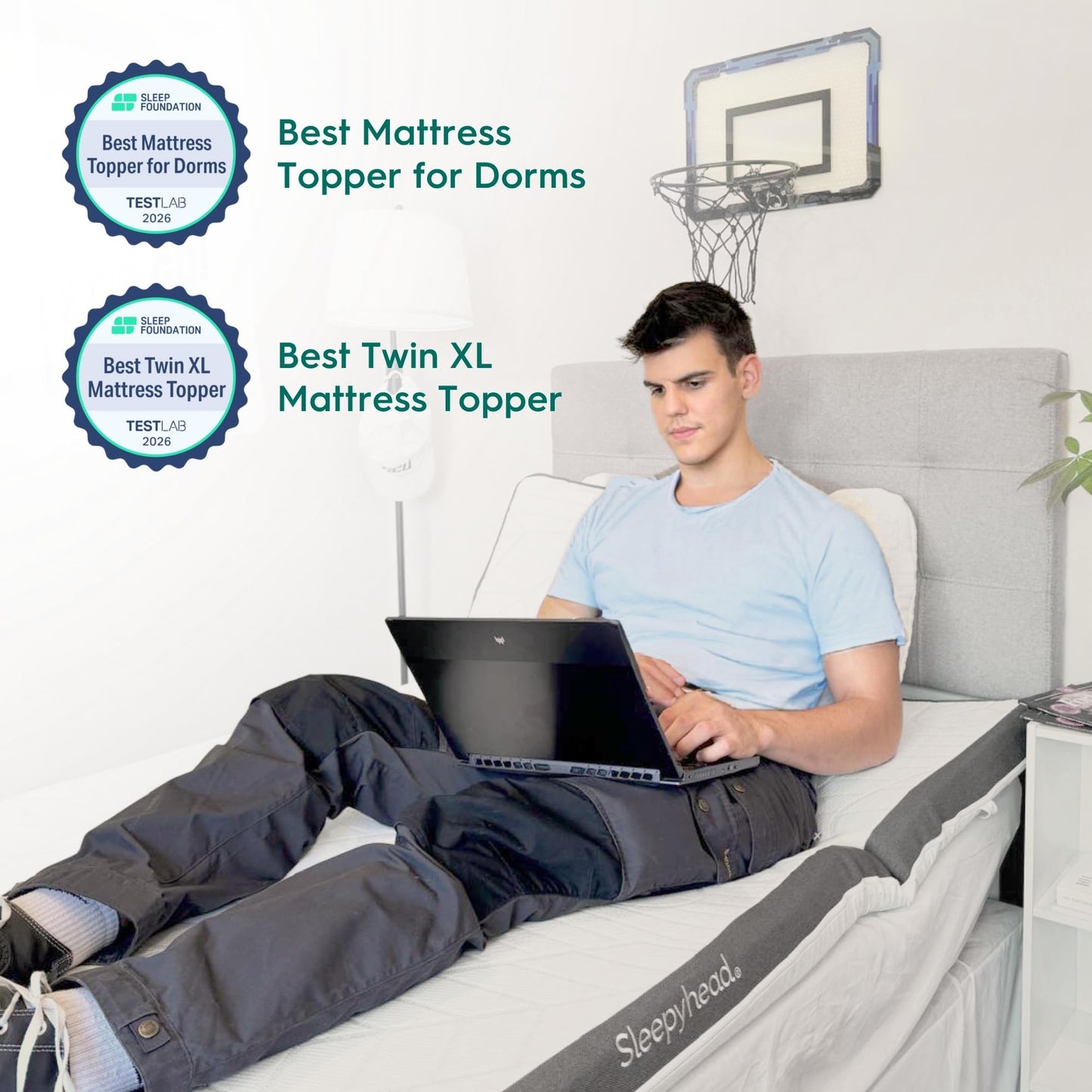 Sleepyhead Twin XL Mattress Topper 2 Inch for College Dorm, Cooling Gel Memory Foam, Pressure Relief, Removable Washable Cover, CertiPUR-US Certified (XL Twin 2")