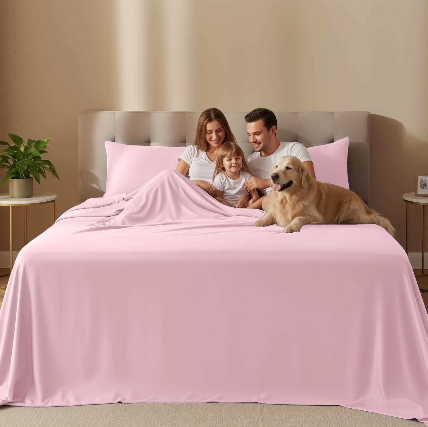 Utopia Bedding Queen Size Sheet Set – 4 Piece Bed Sheets, Soft and Breathable Microfiber, Includes 1 Fitted Sheet, 1 Flat Sheet and 2 Pillowcases – Oeko Tex (Crystal Pink)