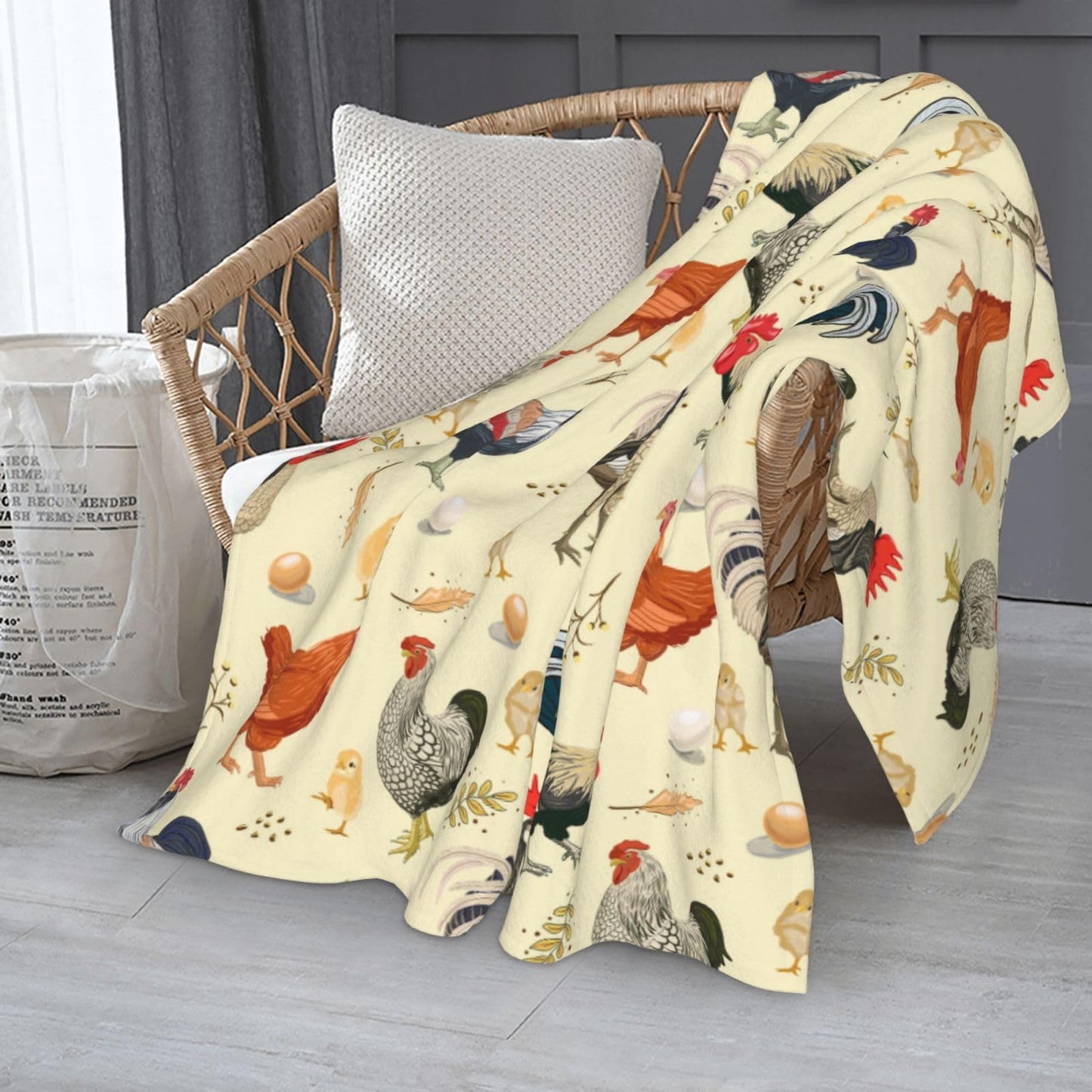 Chicken Throw Blanket 50"x40" Fuzzy Soft Cozy Rooster Chickens Blankets Warm Lightweight Plush Fleece Throw Blanket for Kids Men Women Gift Bed Couch Sofa