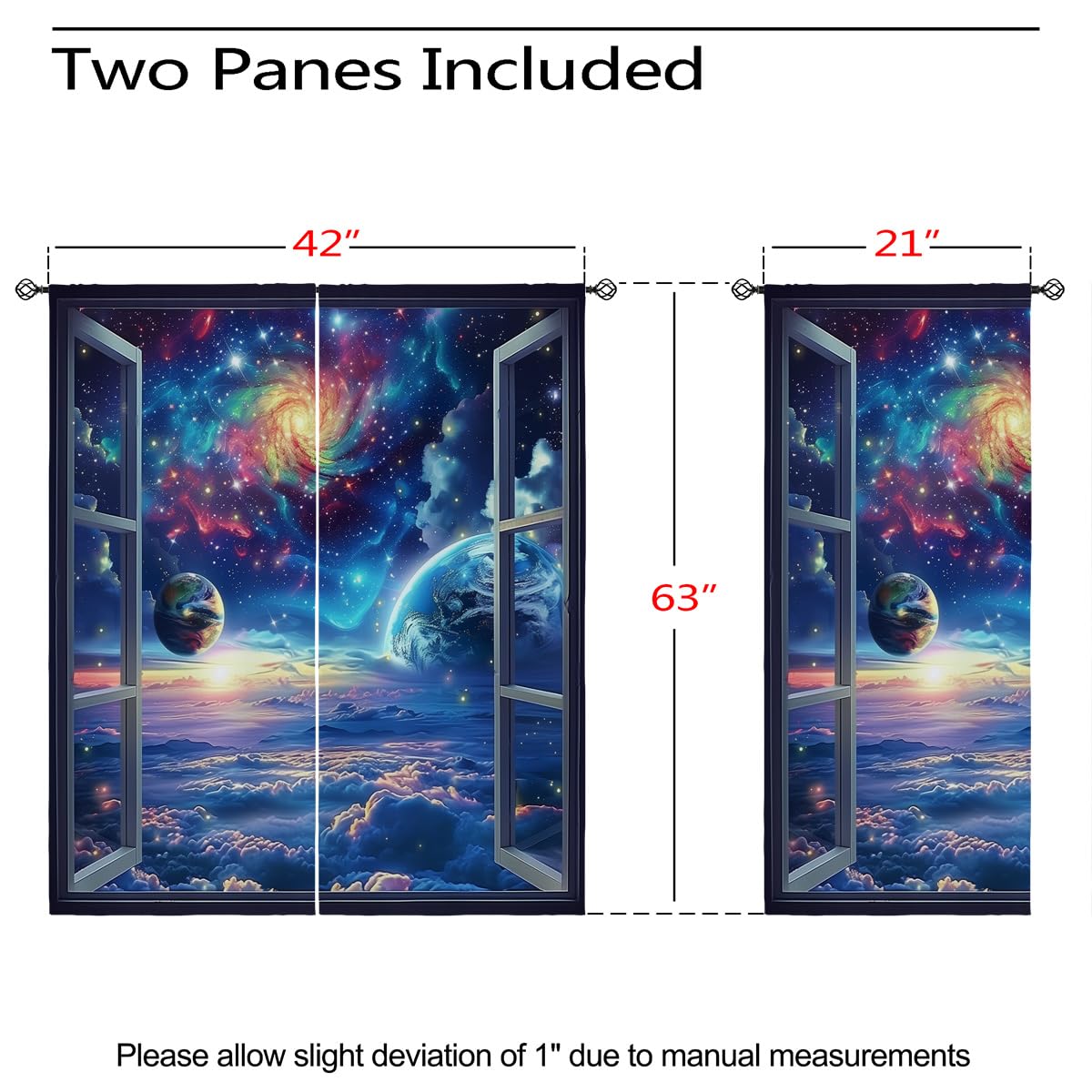 Space Galaxy Blackout Curtains for Girls Boys Kids Home Decor, Universe Nebula Galaxies Solar Planet Grommet Thermal Insulated Drapes Darkening Window Curtain for Bedroom Living Room, 42 x 63 Inch