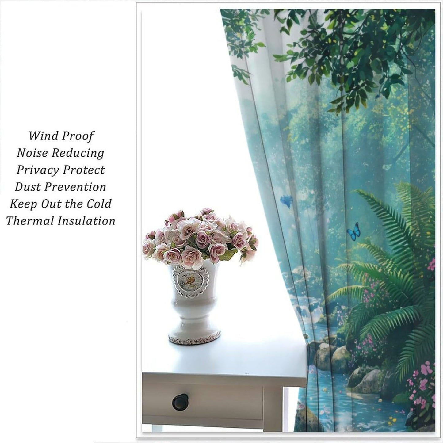 UFUH Nature Forest Curtains,Green Spring Scenery Landscape Blackout Window Treatments for Bedroom Living Room,2 Panels Set Total Size 42 x 45 Inch