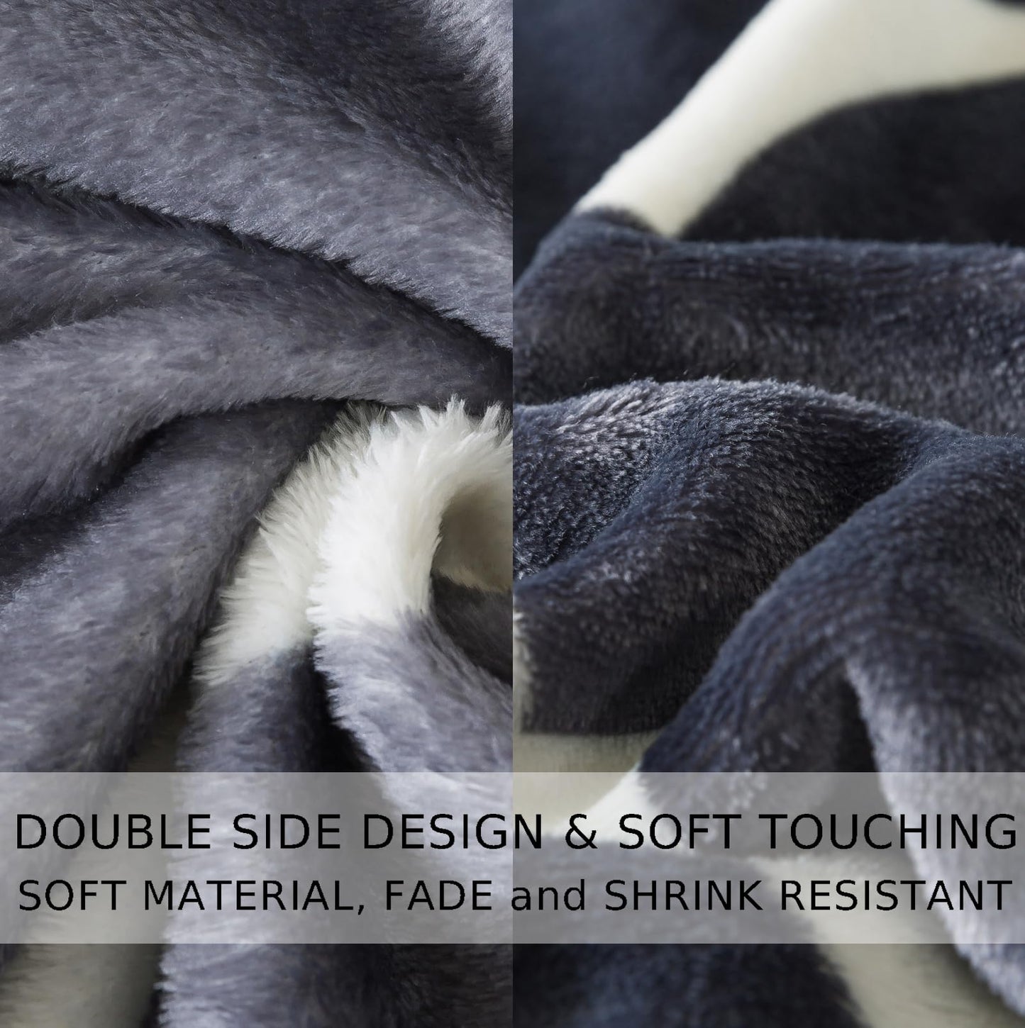 HOZY Gray Pattern King Size Blanket,90x108 Inches Microfiber Soft Cozy Fluffy Warm Hand Made Throw Blankets for King Calking Bed,Couch, Sofa, Chair, Camping, Picnic,Grey and White