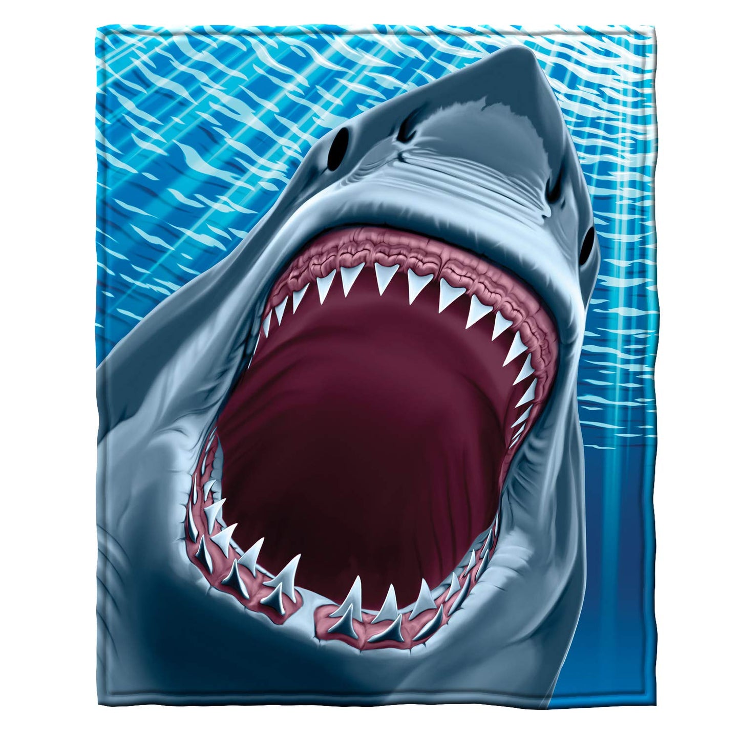 Dawhud Direct White Shark Fleece Blanket for Bed 75x90 Inches Jaws Fleece Throw Blanket for Boys, Men, Unisex and Kids Super Soft Plush Shark Blanket Throw Ocean Fleece Blanket - King Size Blanket