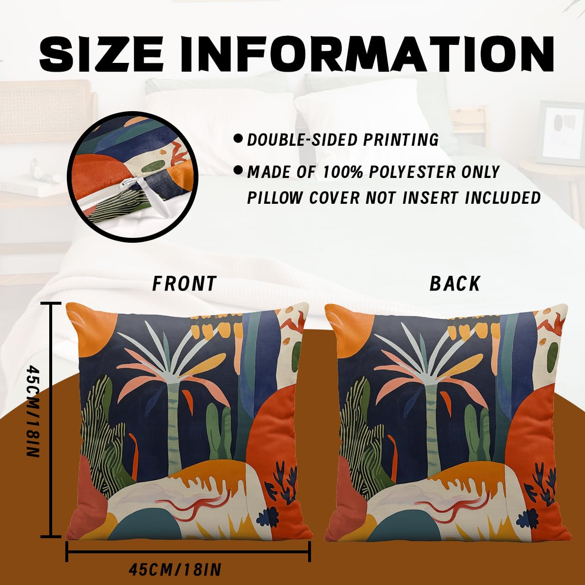 YXDBLP Abstract Art Pillow Covers 18x18 Inch Set of 4 Modern Colorful Geometric Botanical Decorative Throw Pillow Covers Seasonal Holiday Farmhouse Home Sofa Living Room