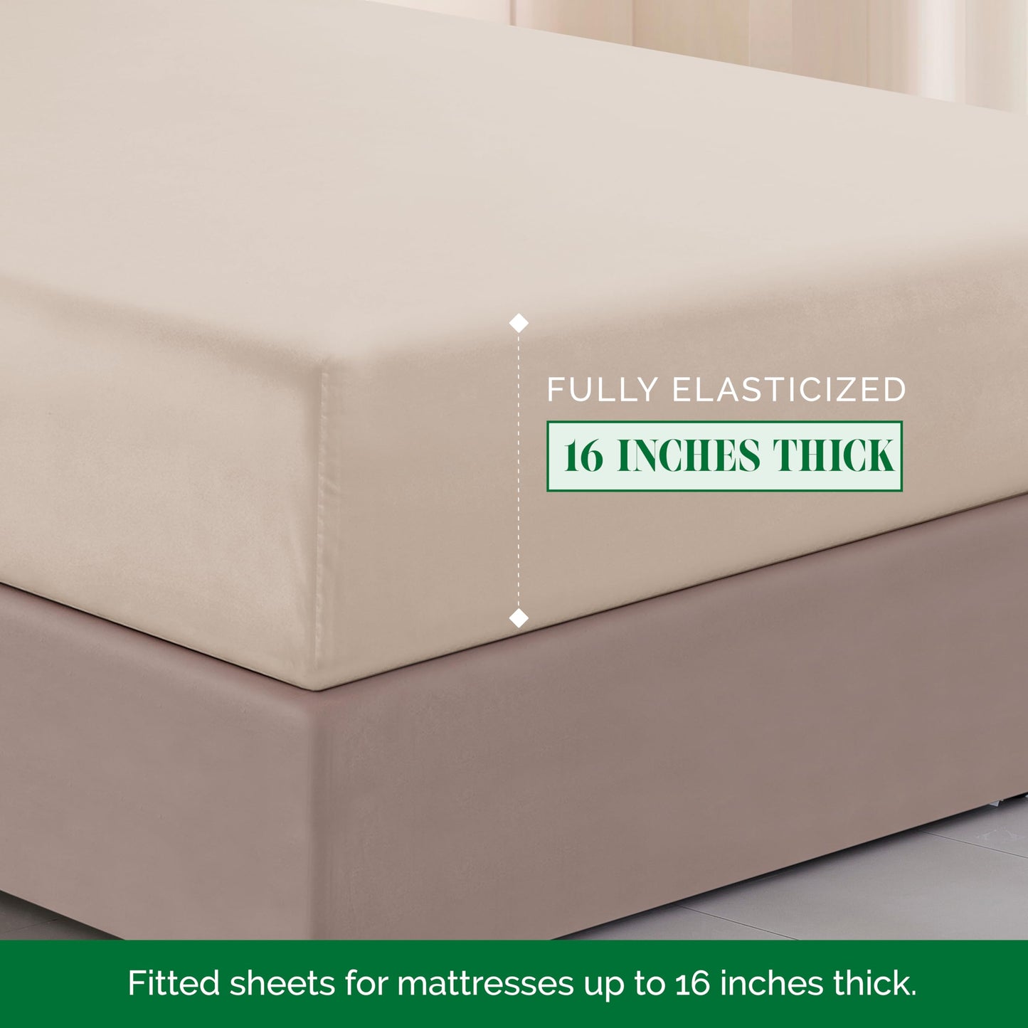 Elegant Comfort Luxurious 1500 Premium Hotel Quality Microfiber Three Line Embroidered Softest 4-Piece Bed Sheet Set, Wrinkle and Fade Resistant, King, Cream