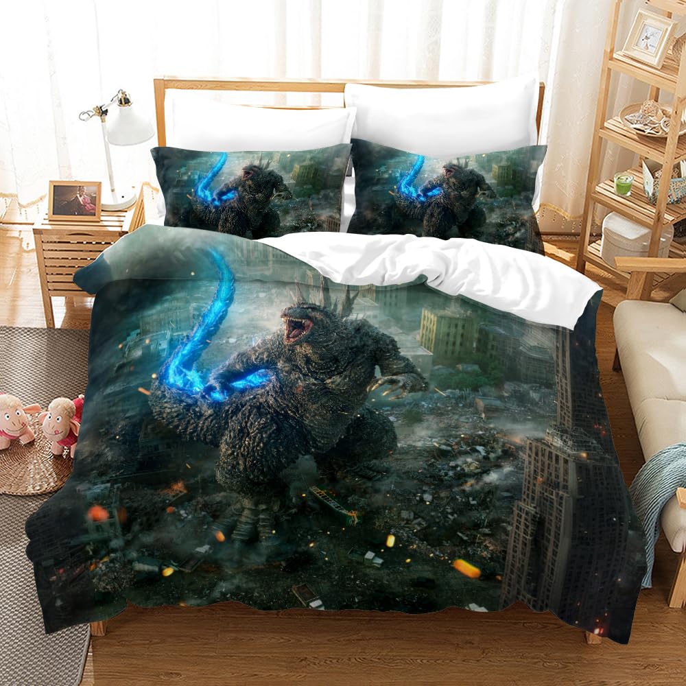 sonicpony Duvet Cover Set Twin Full Size Dinosaur Comforter Cover Bedding Set 3D Cartoon Printing Microfiber 1 Piece Quilt Cover with Zipper Closure 2 Pieces Pillow Shames No Comforter (Dino34, Twin)