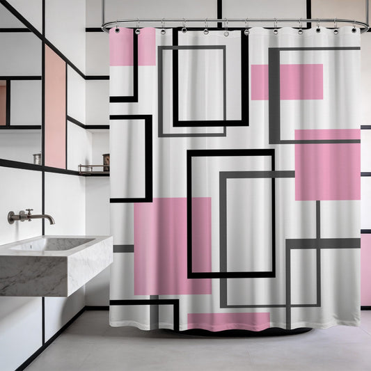 Yieldeer Light Pink Geometric Shower Curtain, 70 x 72 Inch