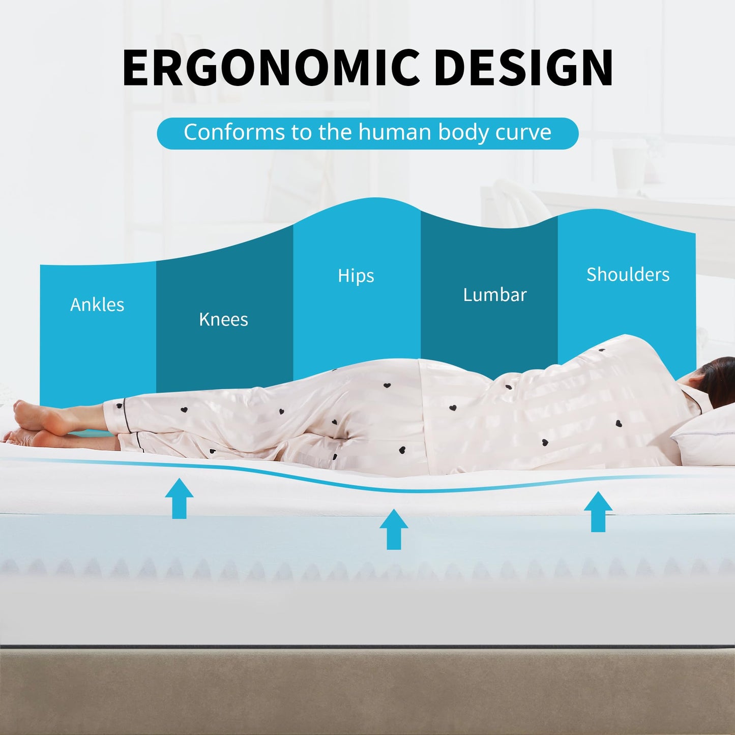 HOMBYS 6 Inches Thickness Mattress Topper Queen Size, Dual Layer Design Soft Pillow Top Mattress Topper, Puffy Mattress Pad Topper for Back Pain Reilef
