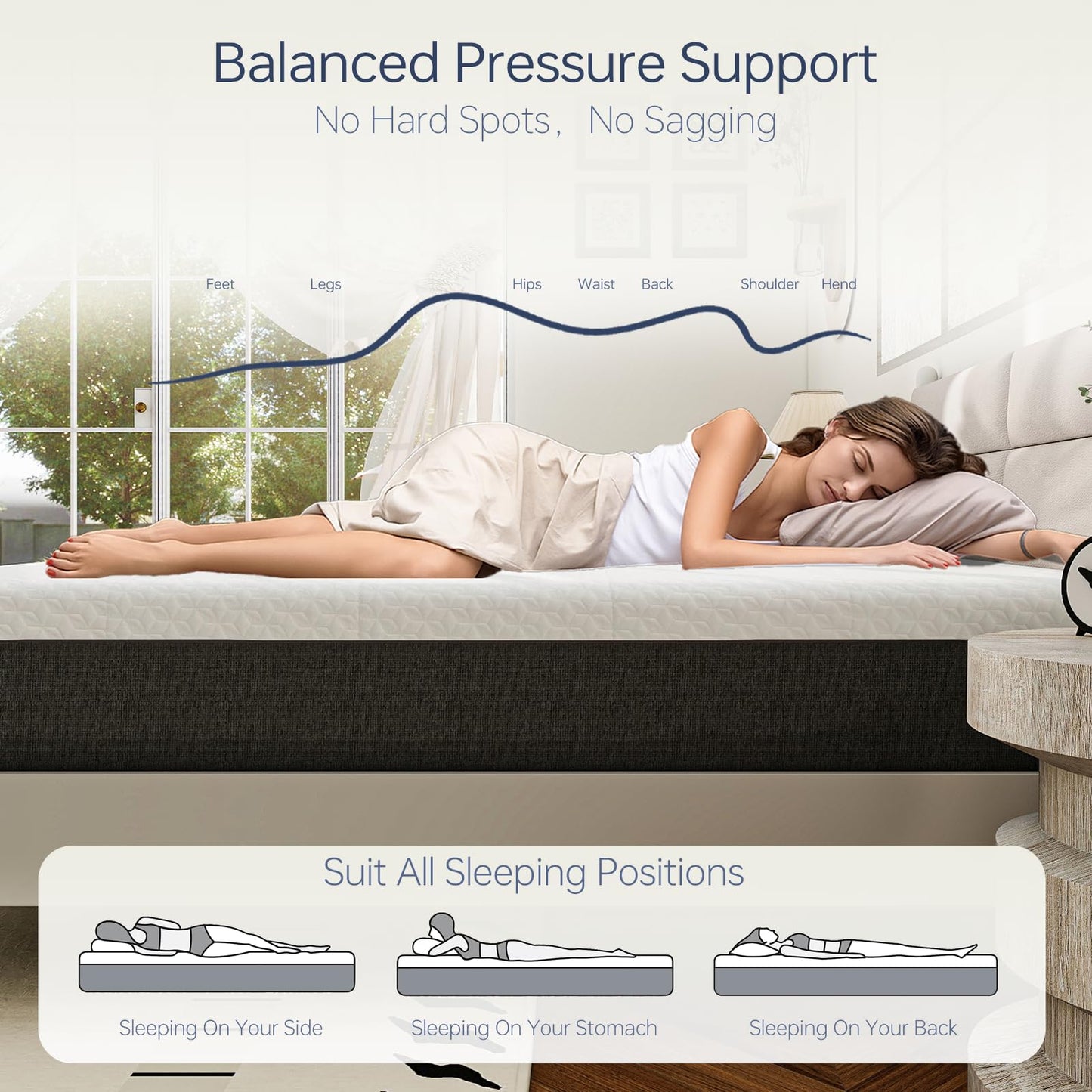 Lunarflex Twin 12 Inch Memory Foam Mattress in a Box, Ice Silk Cooling Cover, Medium Soft Feel, Pressure Relief & Motion Isolation, Cooling Bed Mattress