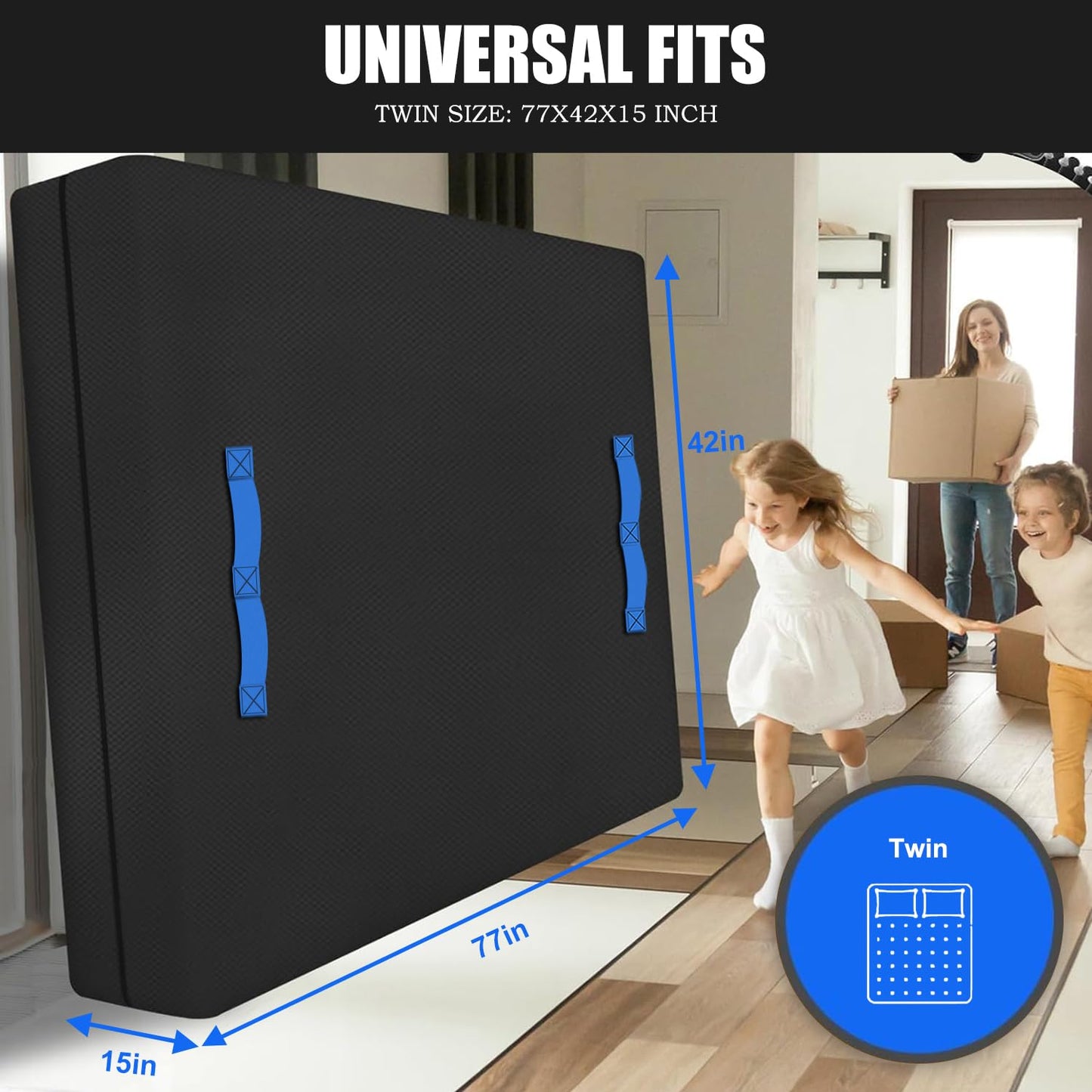 (Not Plastic,Not Polyethylene),Mattress Bags for Moving and Storage,Twin Size,8 Handles,Heavy Duty & Thicker Canvas 600D Polyester Cloth,Reusable Waterproof Mattress Protector Covers,Strong Zipper