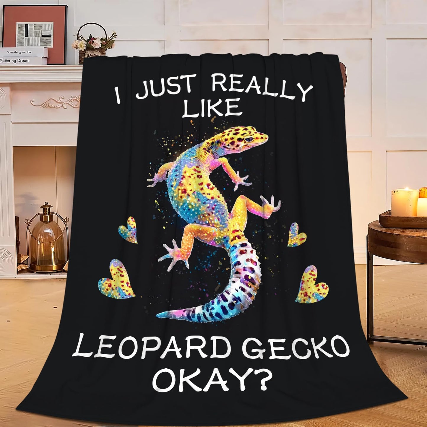 Leopard Gecko Blanket Soft Fuzzy Fleece Lizard Reptile Throw Blankets Decor Cozy Warm Plush Flannel Blankets Gifts for Boys Girls Men Women Home Chair Sofa Couch Bed 50"X40"