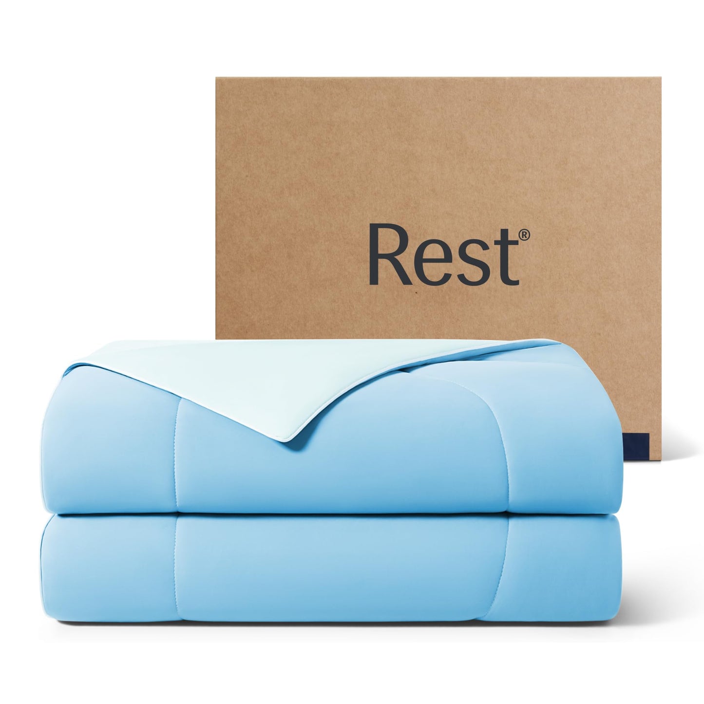REST® Evercool® Cooling Comforter, Twin/Twin XL, Blanket for Hot Sleepers, All Season Bedding to Keep Cool for Night Sweats, Breathable Lightweight Blanket, 68"x90" Inches, Aqua Blue