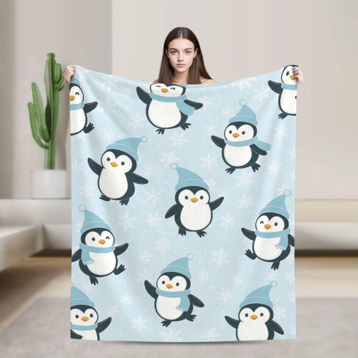 Penguin Blanket Cute Antarctica Penguins Throw Blanket Soft Warm Cozy Fleece Fuzzy Plush Winter Animal Flannel Blankets Gifts for Girls Women Boys Kids Adults 40"X50"