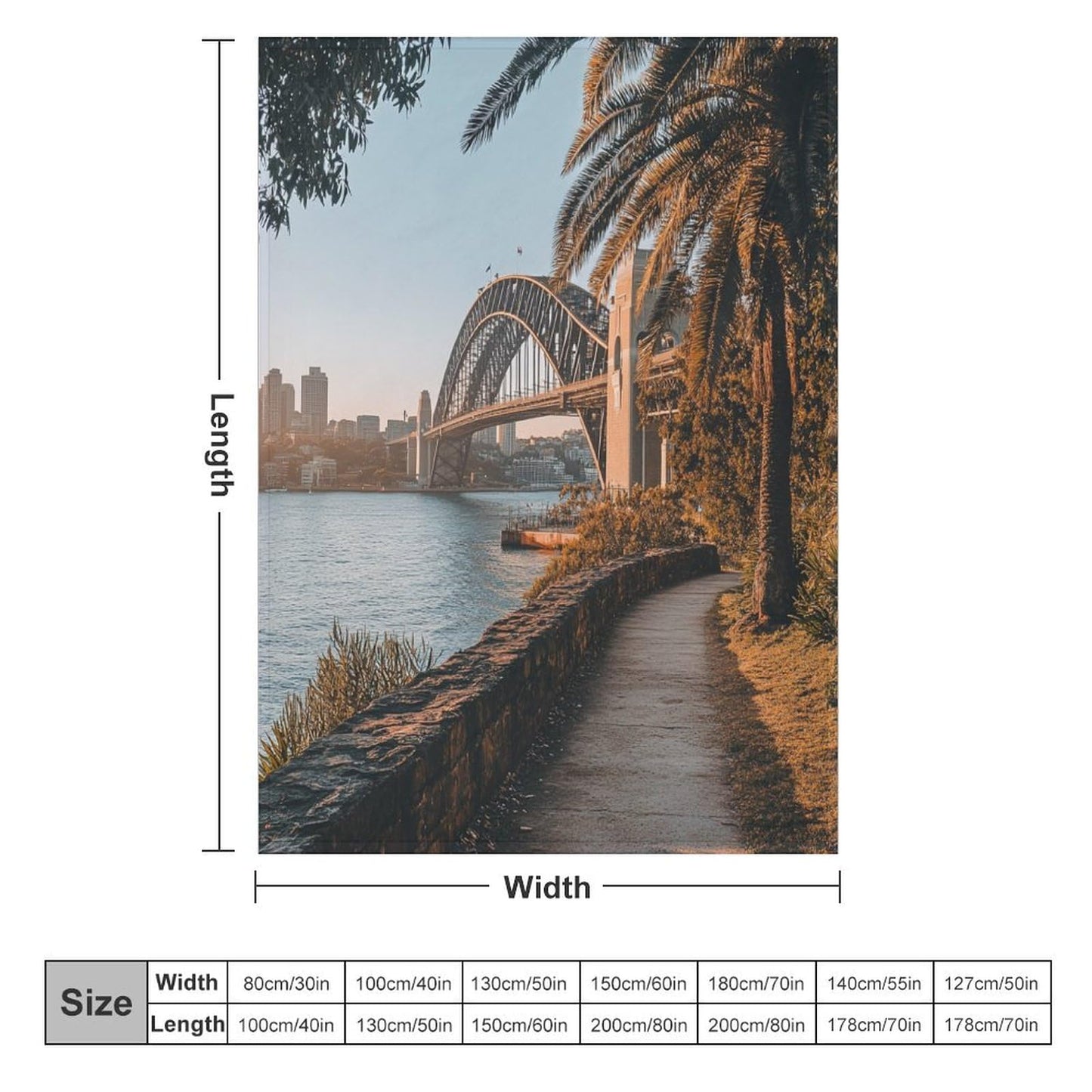 HDESDIS Modern City Bridge Throw Blanket, Soft Cozy Warm Sunset Harbour Skyline View Flannel Blankets for Sofa Couch Bed, 30x40 Inch