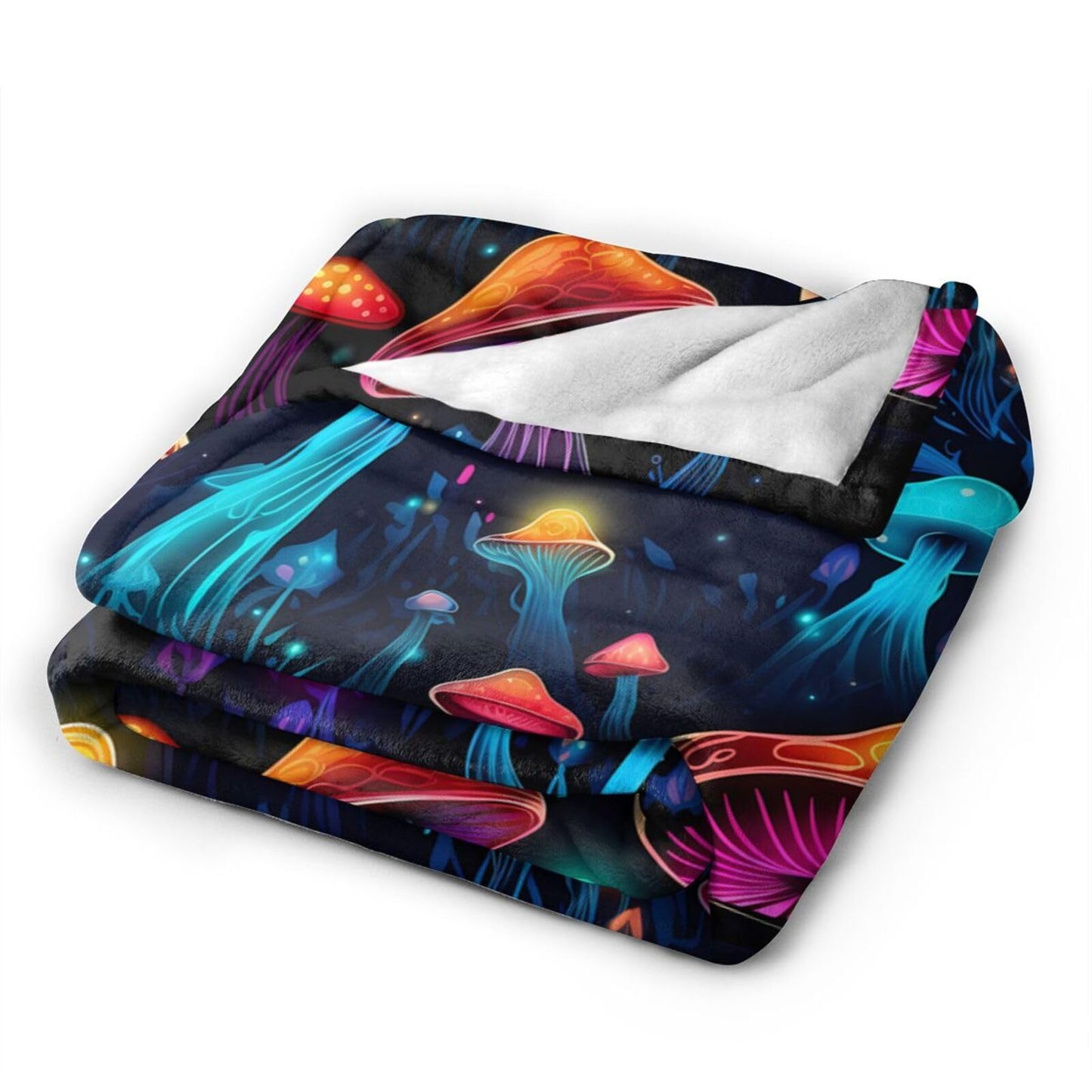 Luminous Mushroom Throw Blanket Soft Lightweight Flannel Fleece Blanket 50"X40" for Bed Sofa Couch Camping Travel