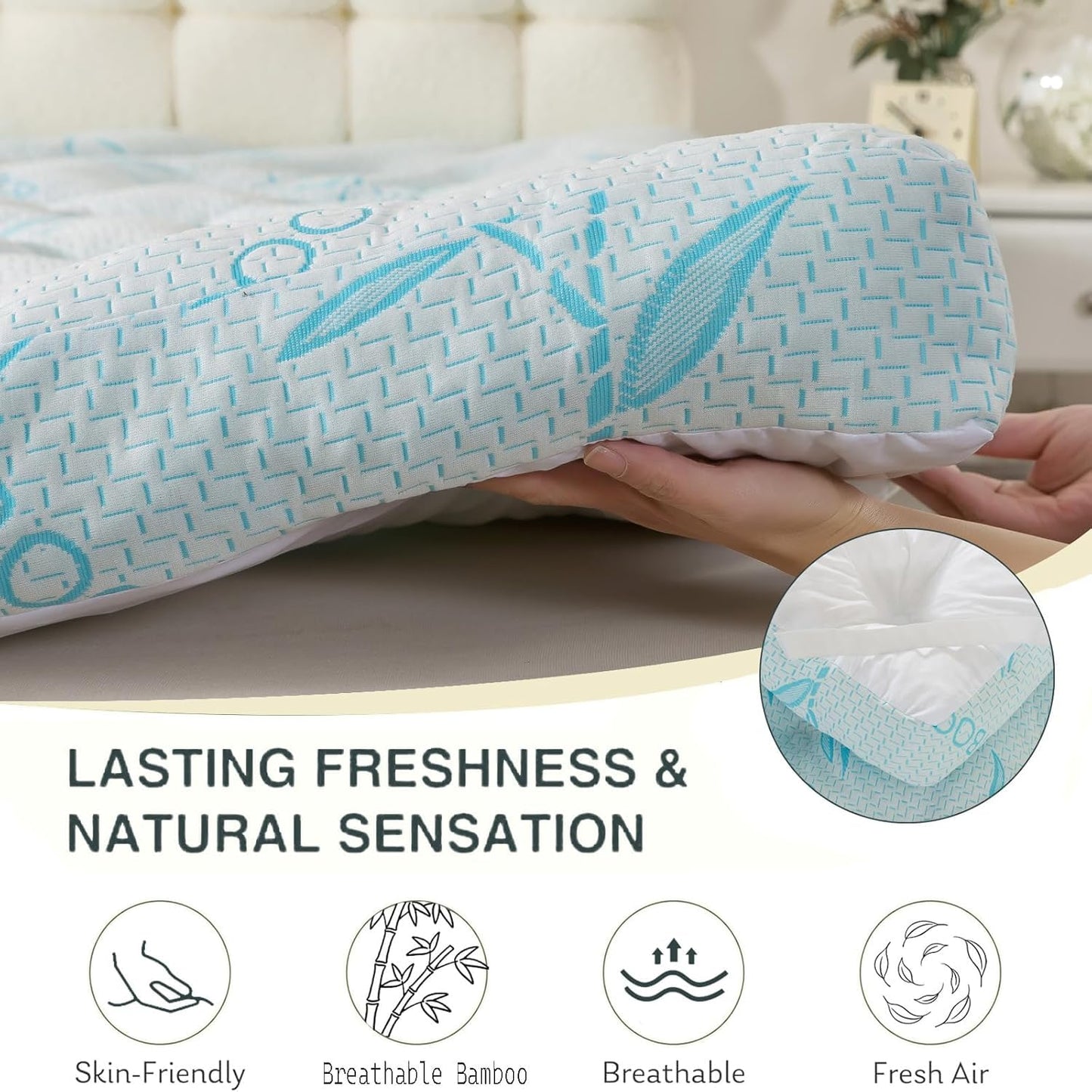 SHOUREN 4-5 Inch Mattress Topper Queen Size, 2100 GSM Pillow Top