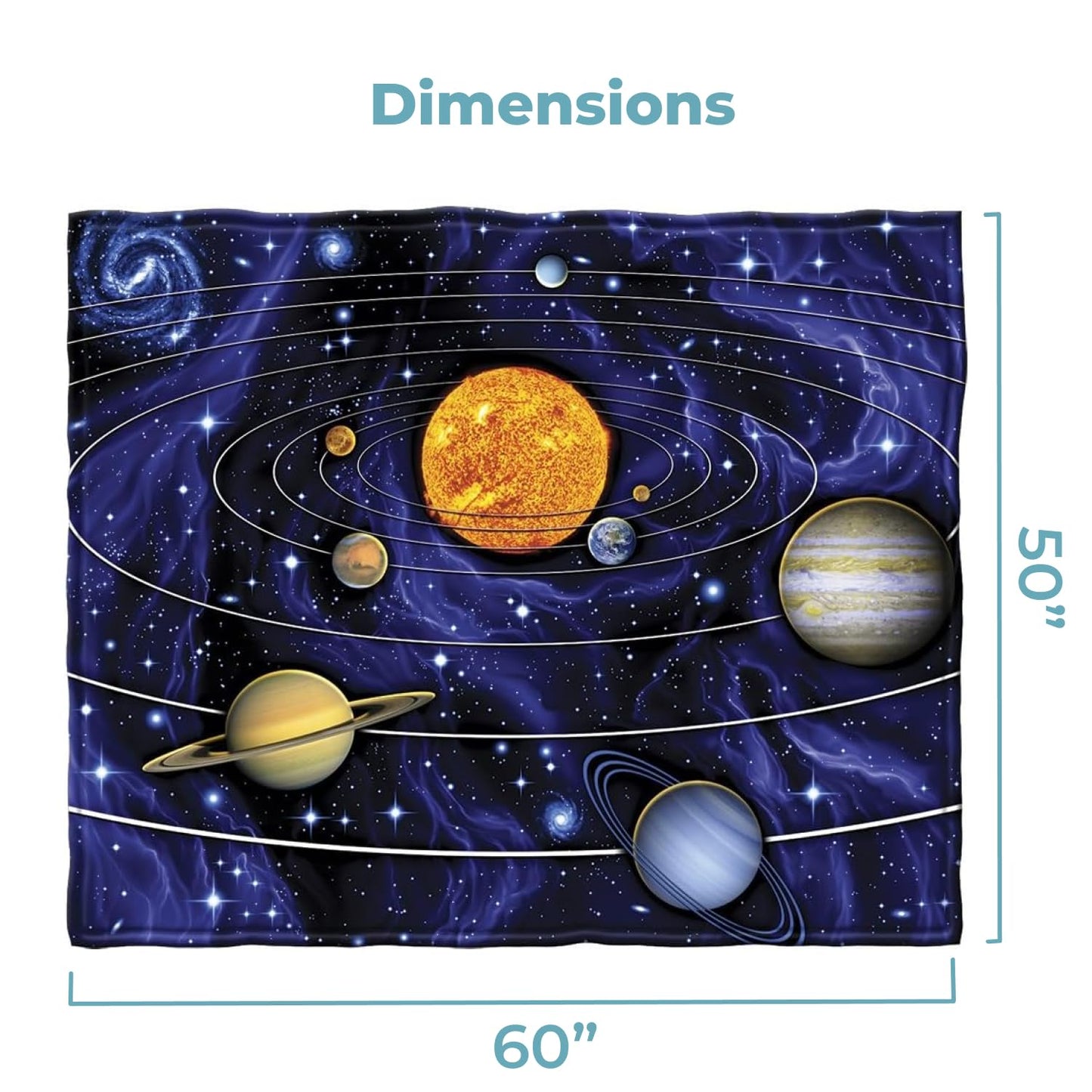 Dawhud Direct Fleece Throw Blanket - 50x60-Inch Plush Space Blanket with Solar System Design for Kids and Adults - Soft and Cozy for Bed, Couch, or Travel