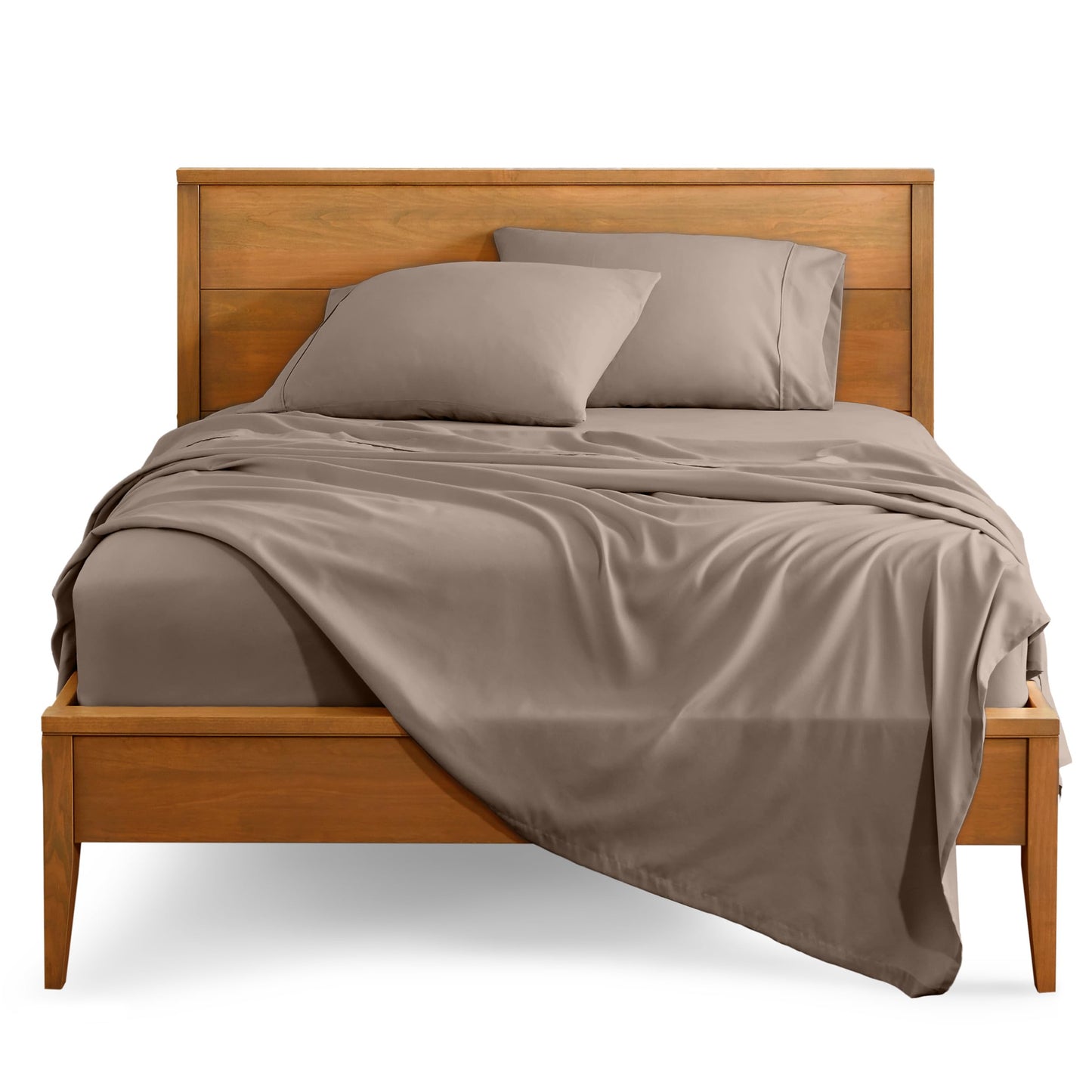 Bare Home Queen Sheet Set - 1800 Ultra-Soft Microfiber Queen Bed Sheets - Double Brushed - Deep Pockets - Easy Fit - 4 Piece Set - Bedding Sheets & Pillowcases (Queen, Taupe)