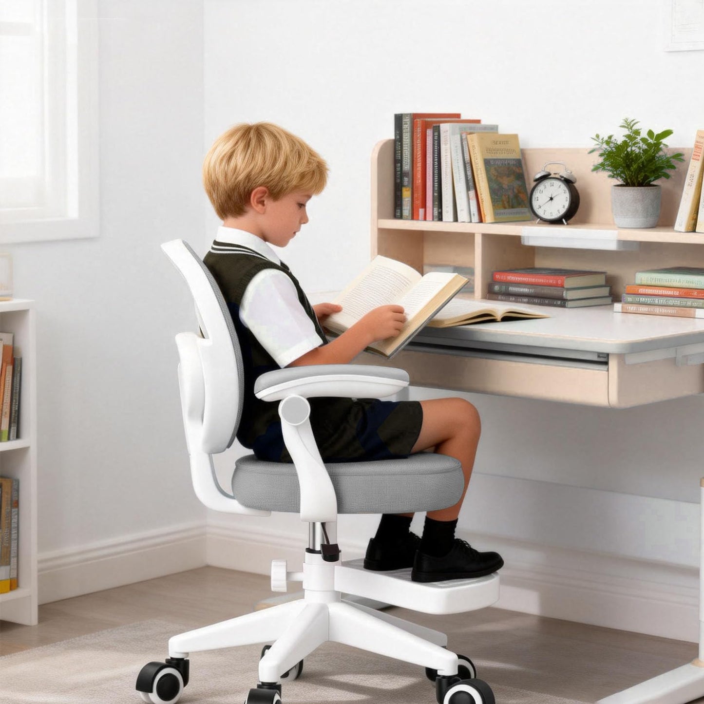 Ergonomic Kids Desk Chair 4-12, Adjust Height Children Study Computer Chair