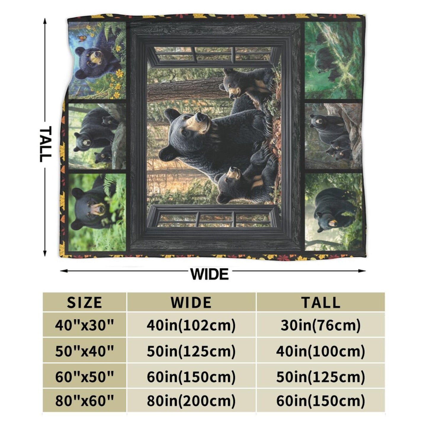 Bear Throw Blanket Farmhouse Bear Blankets Fleece Plush Flannel Super Soft Cozy Warm Lightweight Bears Decor Gifts for Boys Girls Kids Adults Men Women 40" x 50"