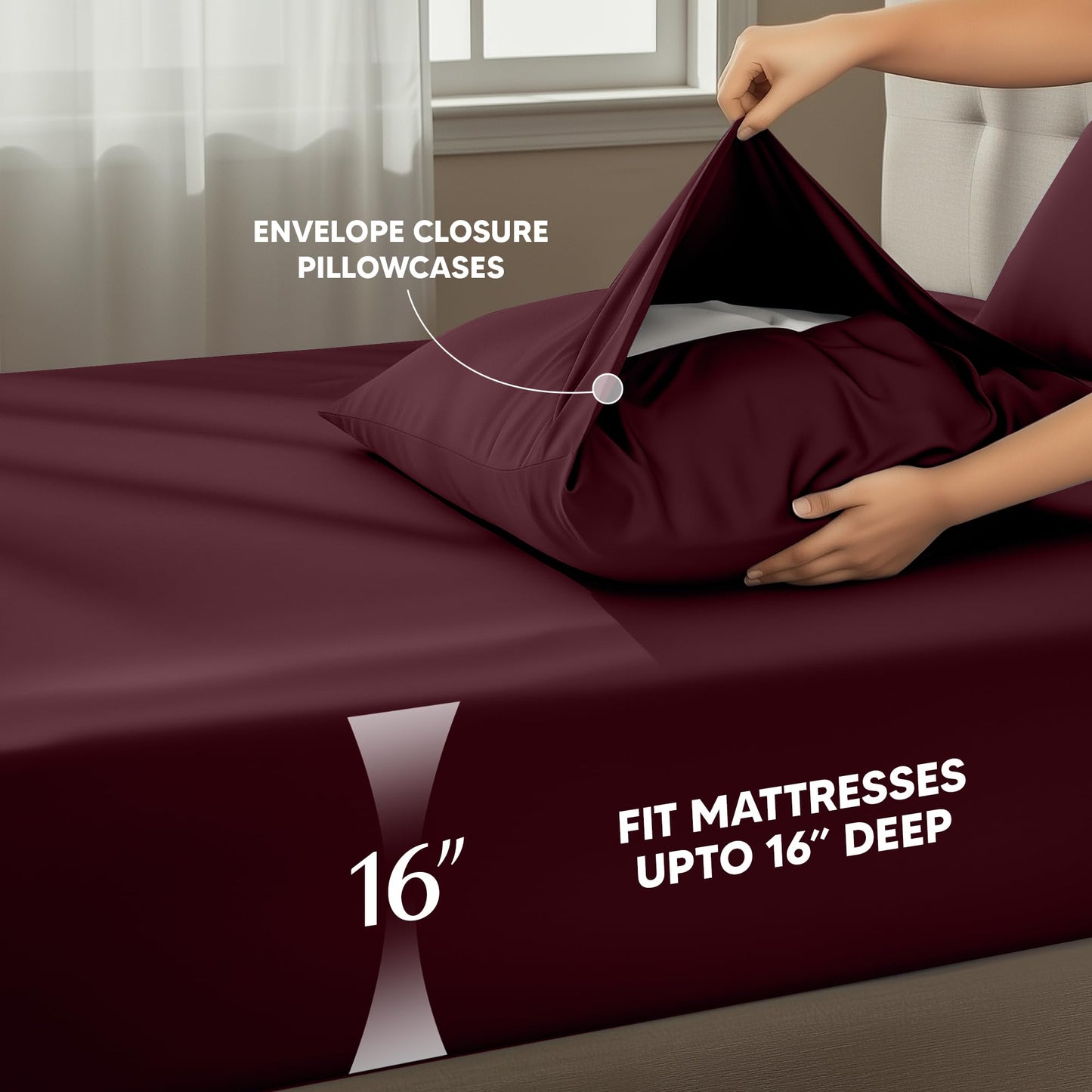 Utopia Bedding Queen Size Sheet Set – 4 Piece Bed Sheets, Soft and Breathable Microfiber, Includes 1 Fitted Sheet, 1 Flat Sheet and 2 Pillowcases – Oeko Tex (Burgundy)