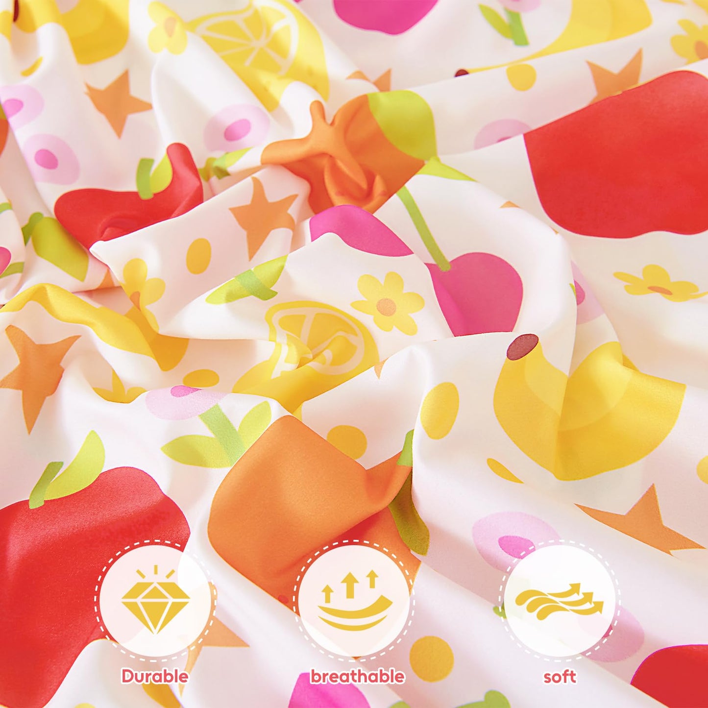 Homilay Full Sheet Set Kids - Banana Orange Lemon Cherry 4 Pieces Soft Microfiber Cartoon Style Bedsheets for Boys Girls Teens, Oeko TEX Breathable 15 Inch Deep Pocket Sheets(Fruit)