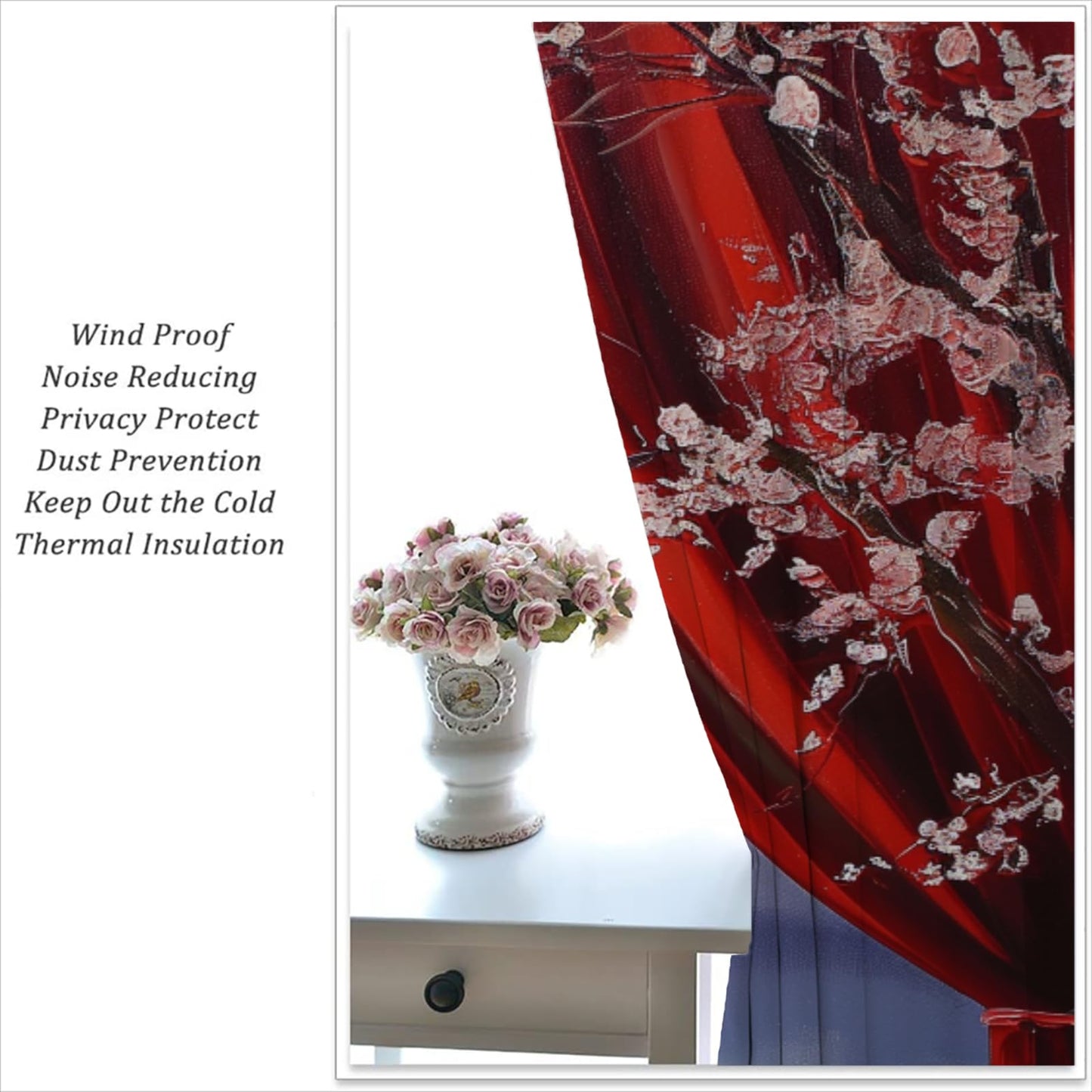 LHROOMJK Japanese Style Blackout Curtains for Boys Girl Bedroom Home Decor,Anime Art Asian Mt. Fuji Cherry Blossom Moon Thermal Insulated Grommet Darkening Living Room Window Drapes, 72 x 63 inch