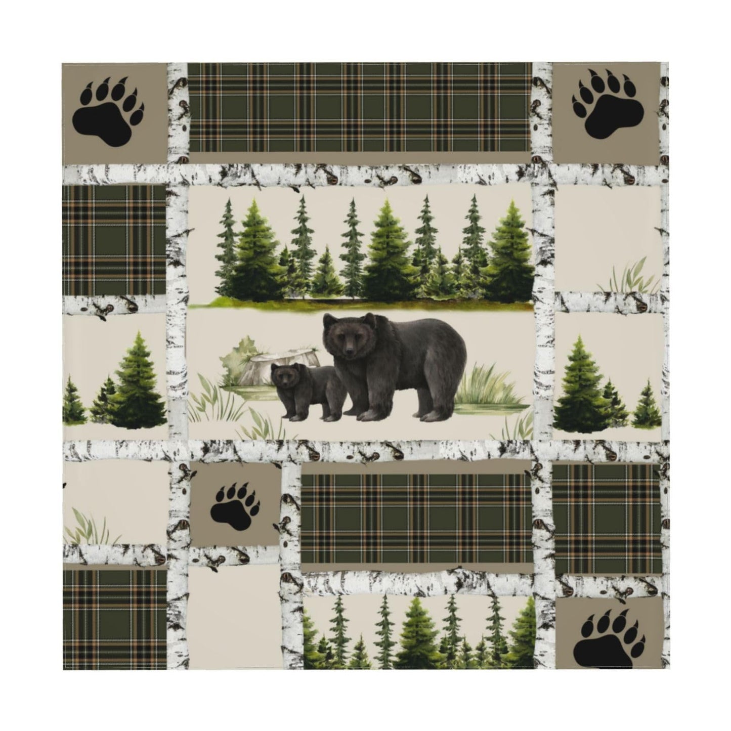 Rustic Country Square Tablecloth,Country Style Farmhouse Lodge Bear Moose Deer Long Table Cloth Washable Table Cover for Kitchen Dining,55"x55"
