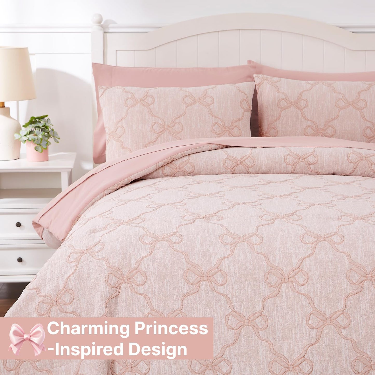 Wink Deer Twin Comforter Set with Sheets for Girls-5 Pieces Twin Bedding Sets with Pink Comforter, Sheets, Pillowcase & Sham for Kids (Pink Diamond, 66" X 86")
