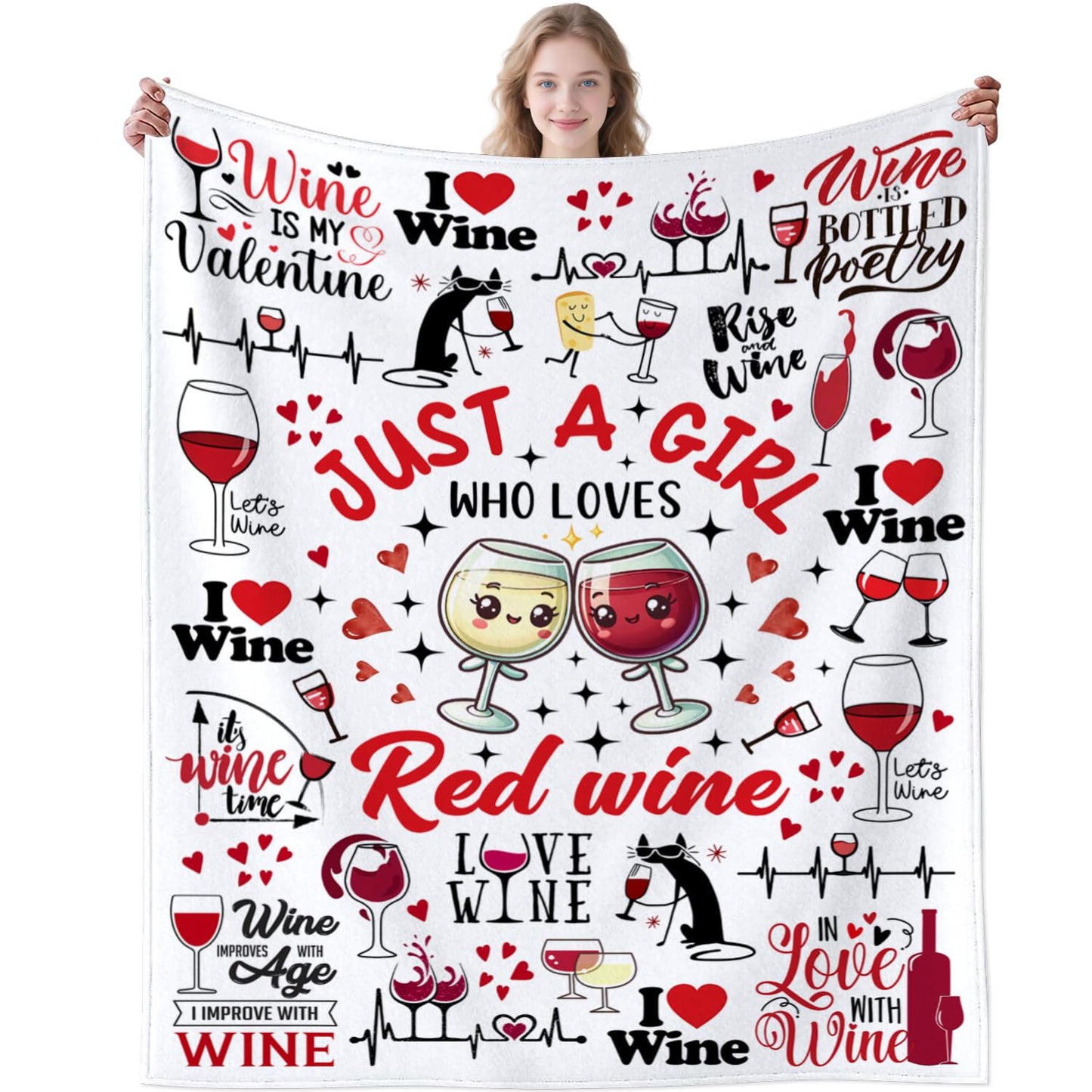 Red Wine Blanket for Red Wine Lover Soft Cozy Flannel Blanket Grapes Throw Blankets Gifts for Girls Women Adults 60"x50"