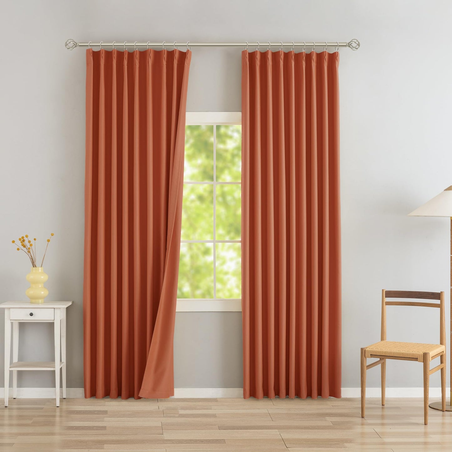 DONREN Burnt Orange Pinch Pleated Blackout Curtains with Hooks - 78 inch Length Room Darkening Thermal Insulated Window Curtain Panels for Living Room Bedroom 2 Panel 40" Wx78 L
