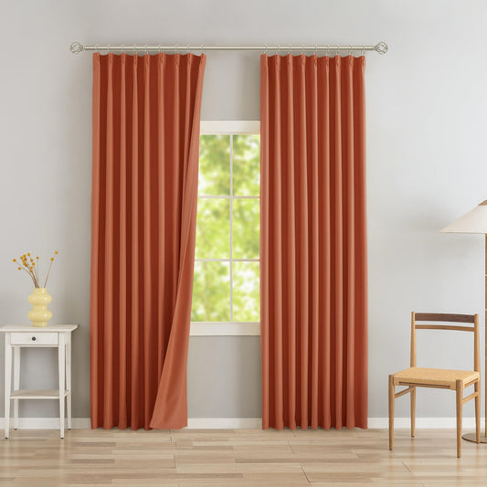 DONREN Burnt Orange Pinch Pleated Blackout Curtains with Hooks - 78 inch Length Room Darkening Thermal Insulated Window Curtain Panels for Living Room Bedroom 2 Panel 40" Wx78 L