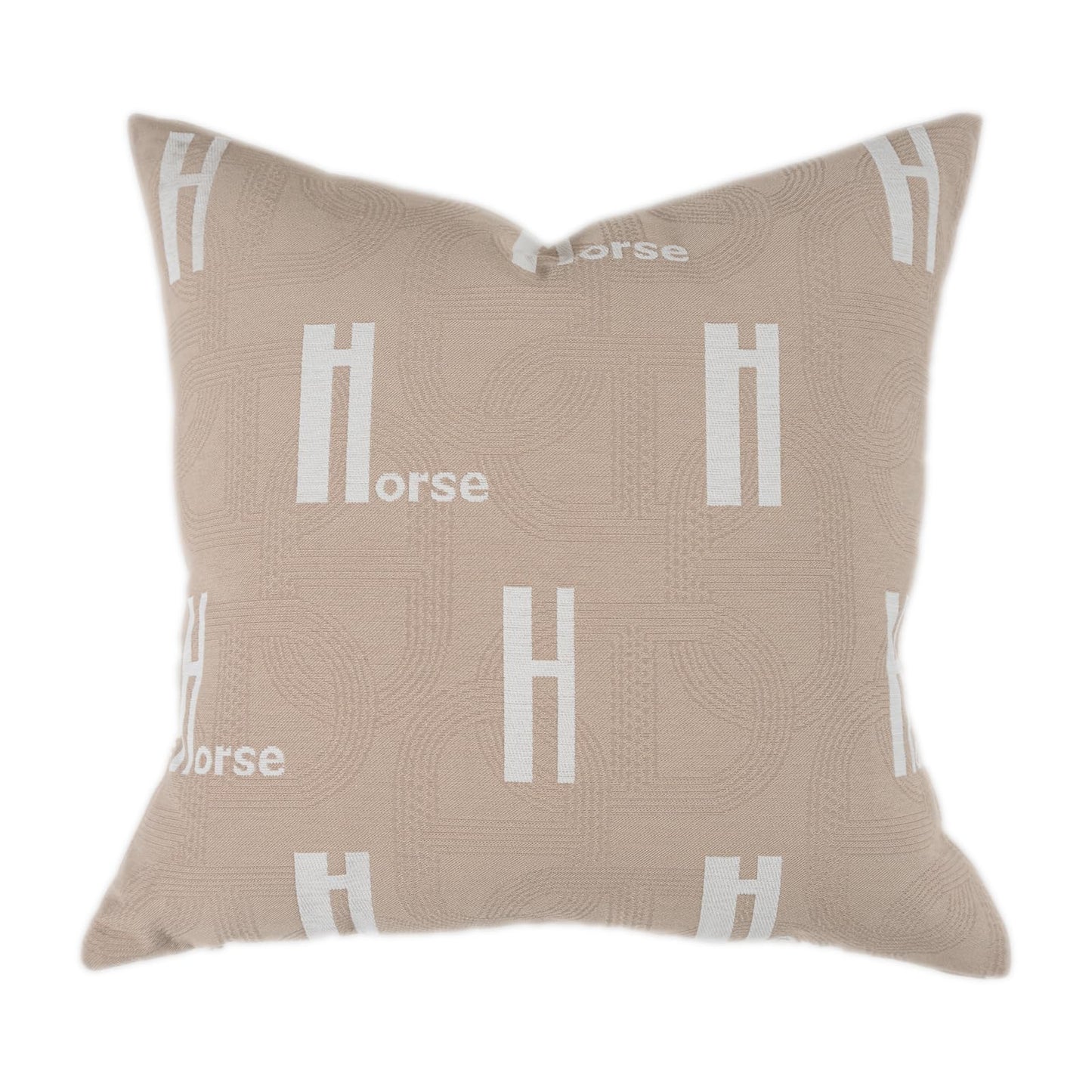Croker Horse 20x20'' Inches Throw Pillow Cushion Cover - Beige H Letter Embroidery Modern Fashion Style Couch Sofa Pillow Cover for Living Room Bedroom