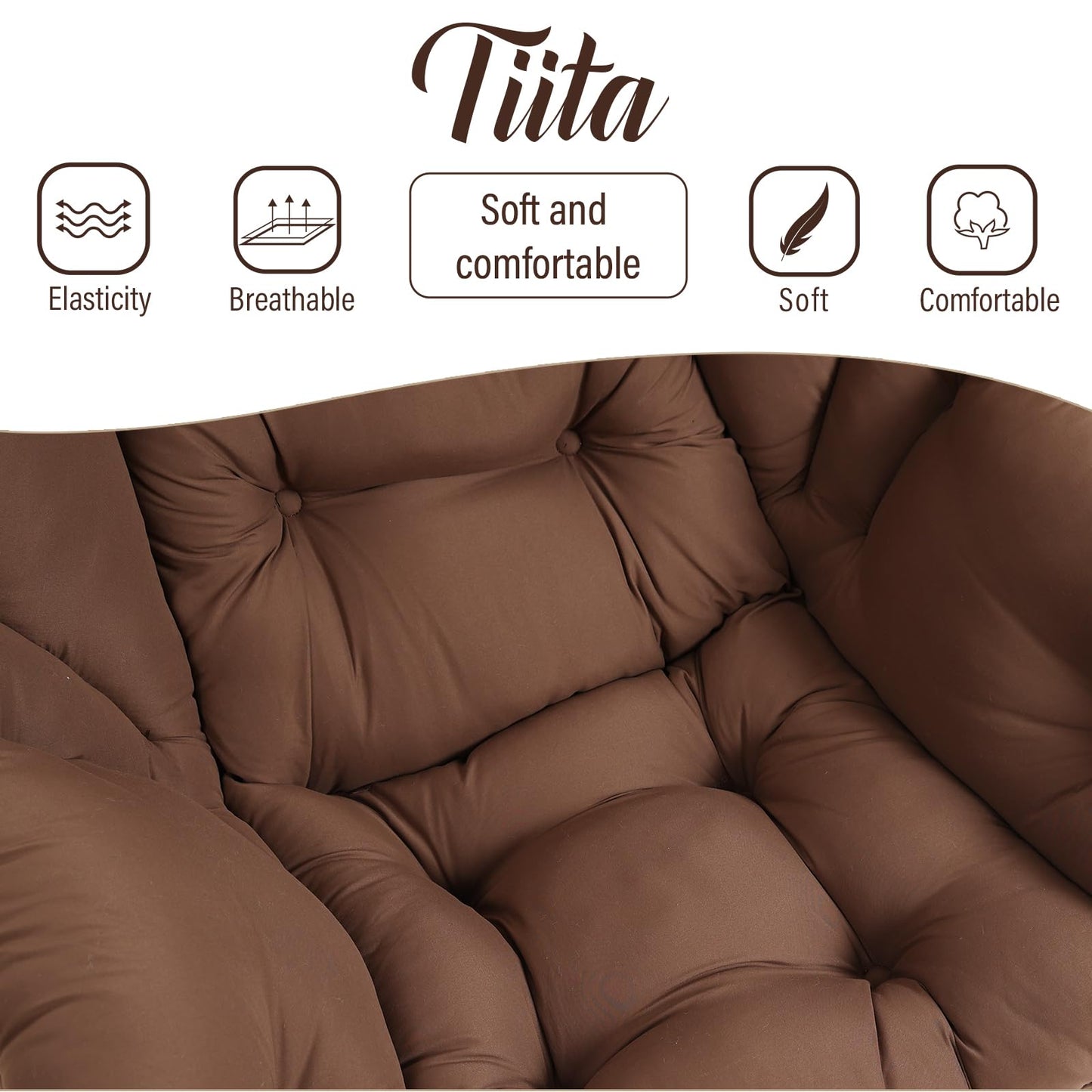 Tiita Lazy Chair with Ottoman, Brown Modern Large Accent Chair, Comfy Leisure Sofa Armchair with Ottoman, Reading Chair with Footrest for Bedroom, Living Room, Dorm Rooms, Brown