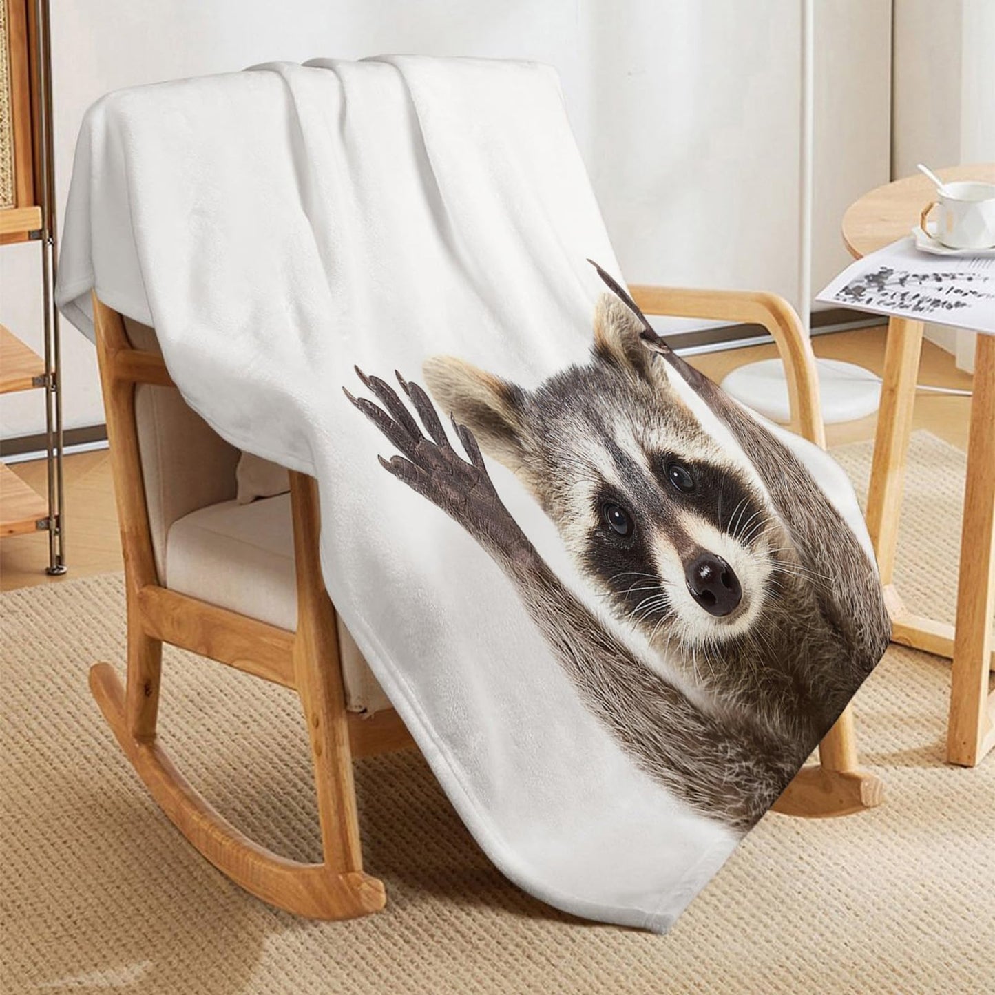 Throw Blanket 50x60 Inch,Funny Cute Raccoon Cozy Soft Lightweight Fuzzy Flannel Blanket 60x50 Inch Suitable for Couch Bed Sofa Living Room in All Seasons
