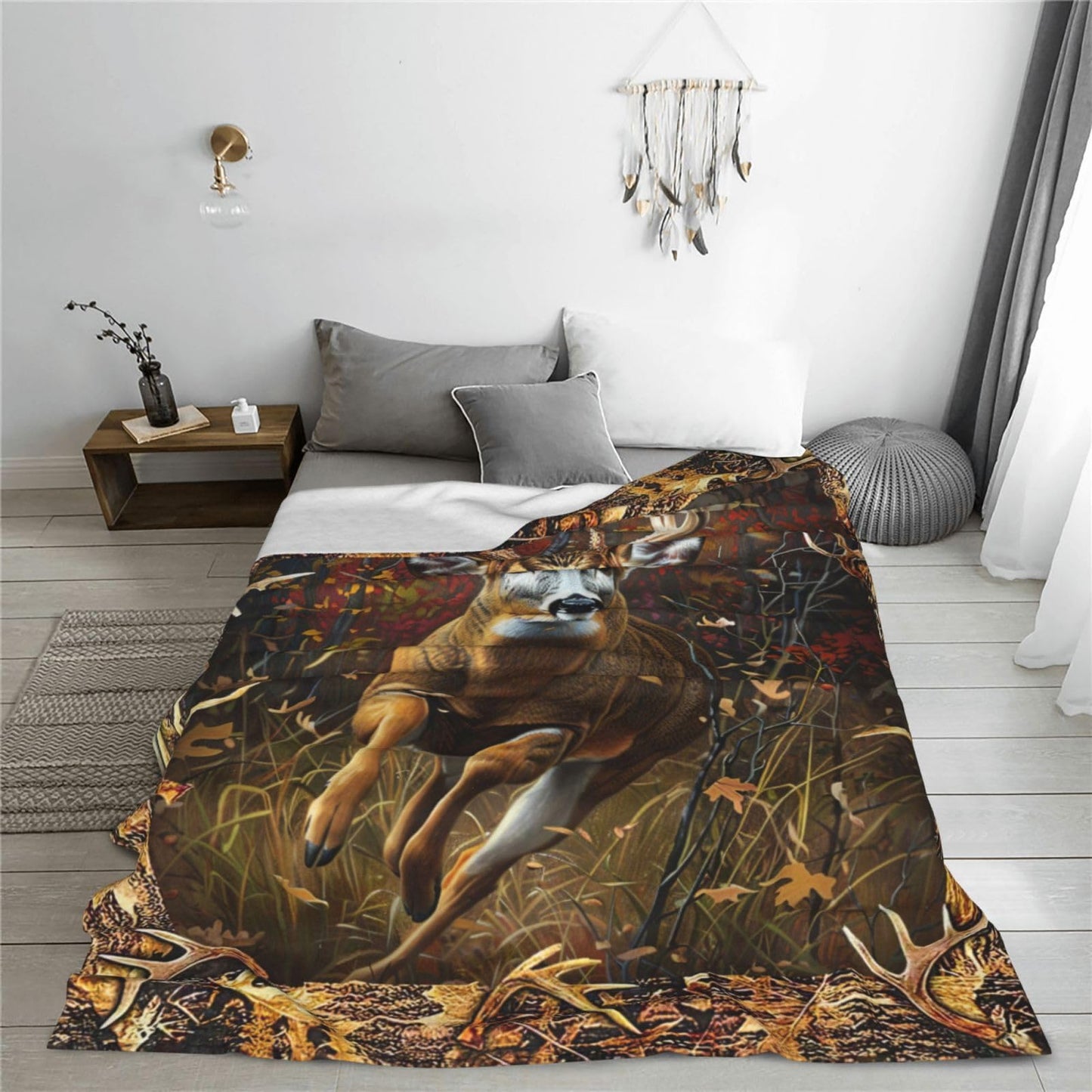 Deer Blanket Country elk Decor Throw Blanket Gifts for Girls Boys Deer Lover Winter Couch Bedding Super Warm Soft Plush Lightweight Fleece Flannel Bed Blanket for Kids Adults Men Women 50"X40"