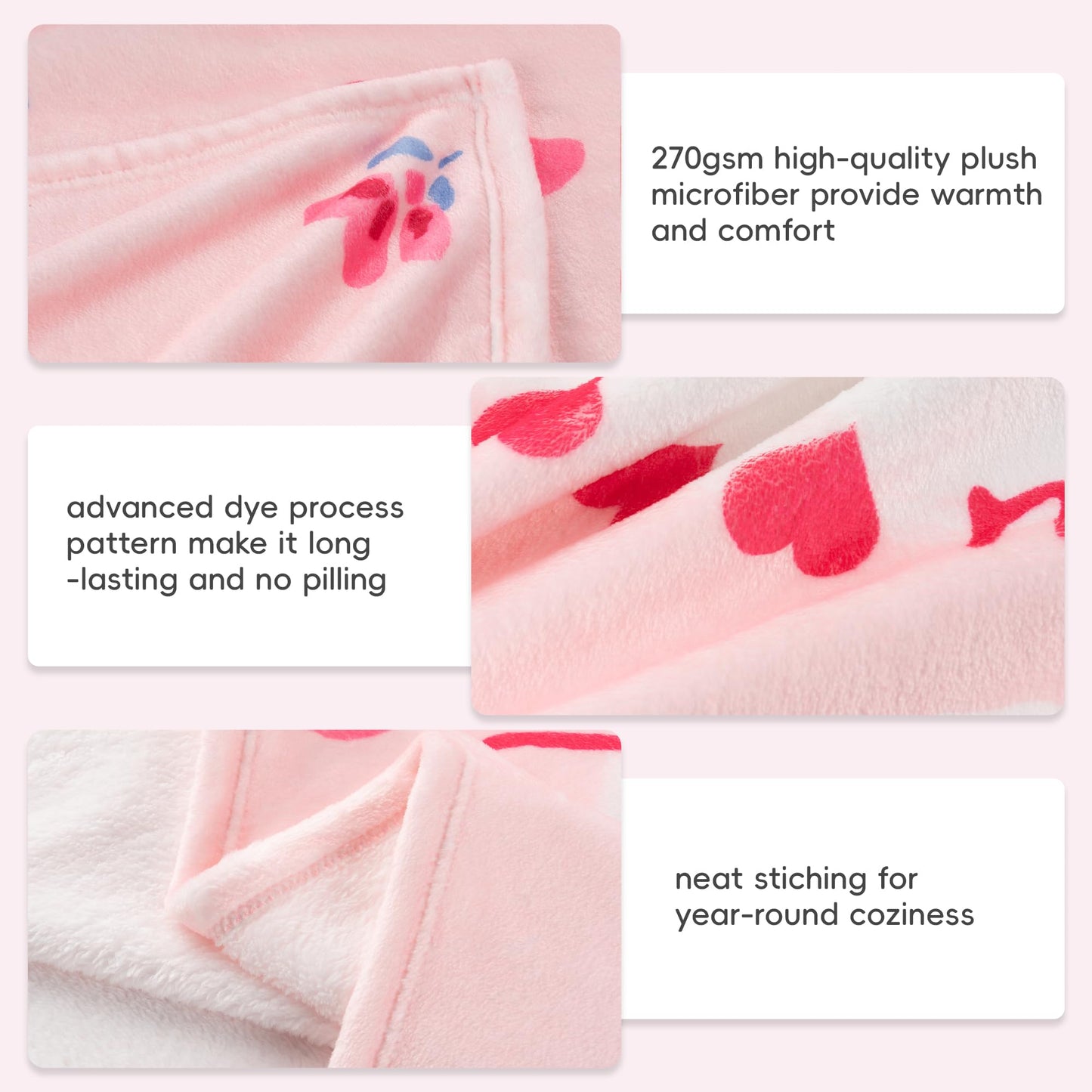 Battilo Birthday Gifts for Women, Girlfriend, Wife, Best Friend, Mom, Sister, Mothers Day Blanket, Love Blanket, Super Soft Flannel Throw Blankets for Bed Couch Sofa,50 x 60, Pink