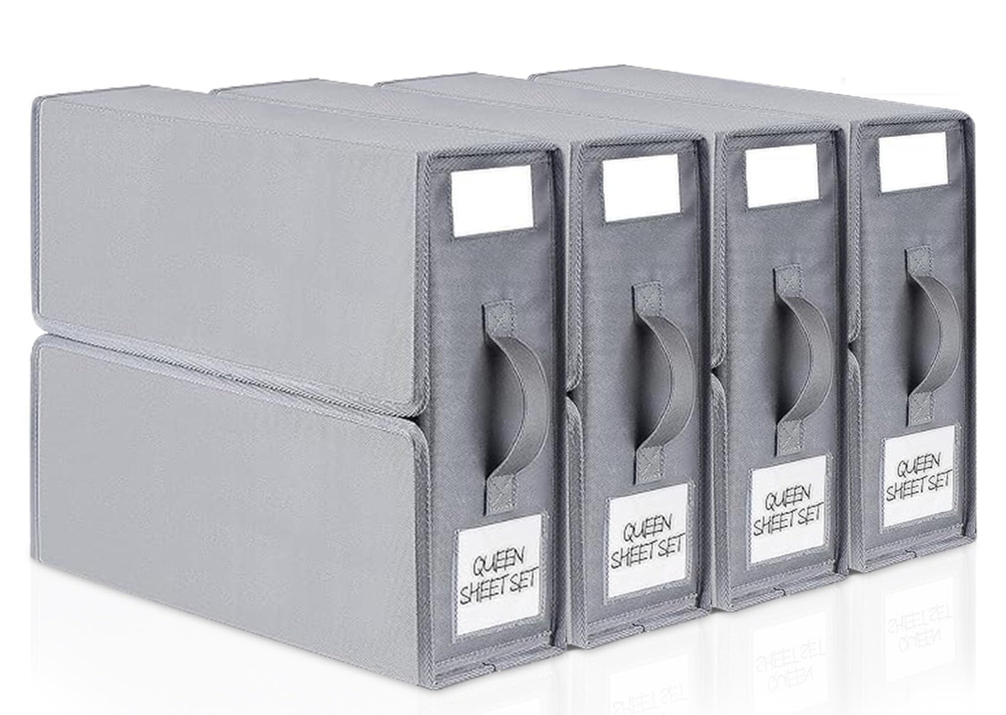 Alacrity Technologies Bed Sheet Organizers and Storage, 4 Pack Sheet Folder Organizer, Linen Closet Organizer for Bedding Sheets, Duvet Covers and Pillow cases, Grey
